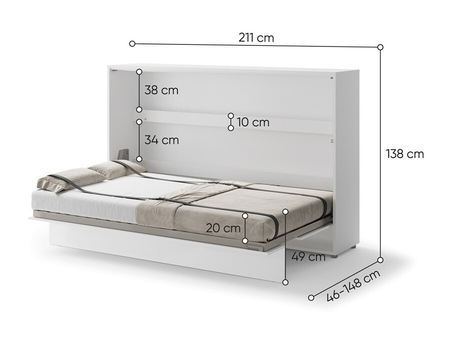 Zidni krevet Concept Pro Lenart Levfere 115 (Belo)