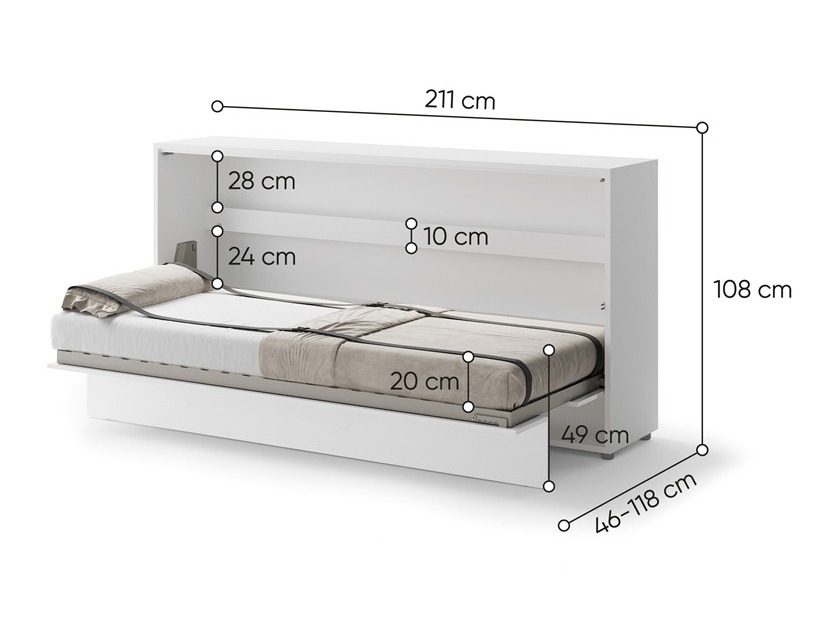 Zidni krevet Concept Pro Lenart Levfere 115 (Sjajno belo)