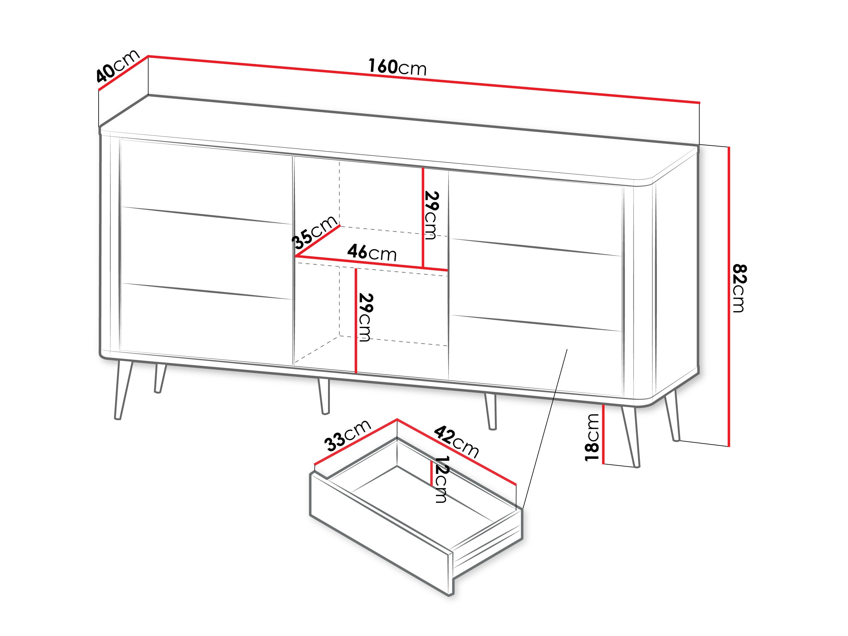 Komoda Lufela 107 (Kašmir + Sivi mermer)