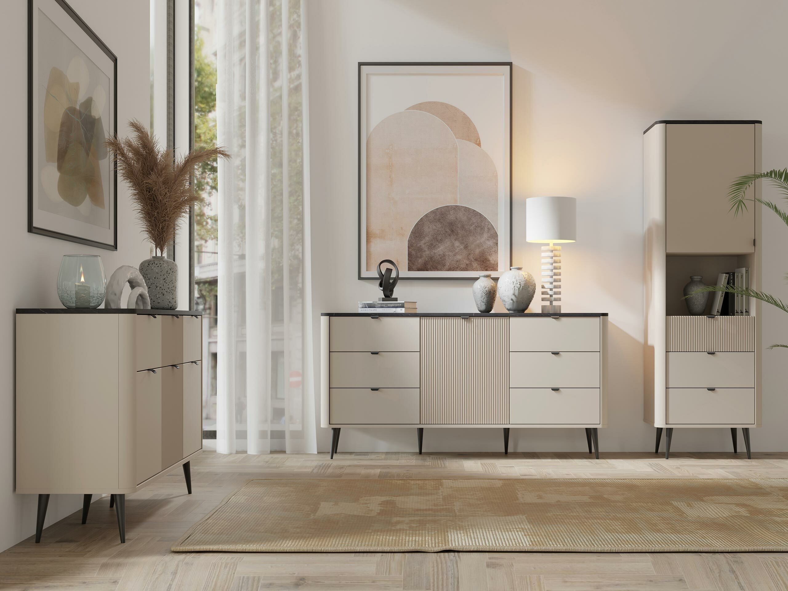 Komoda Lufela 107 (Kašmir + Sivi mermer)