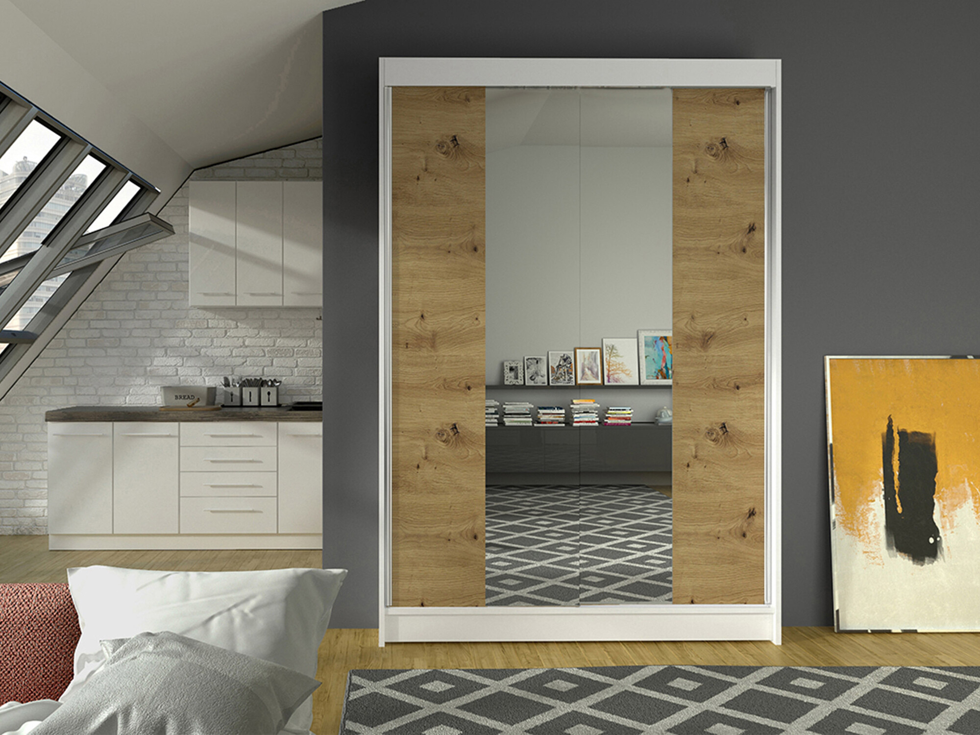 Ormar Closico 148 (Belo + Zanatski hrast)