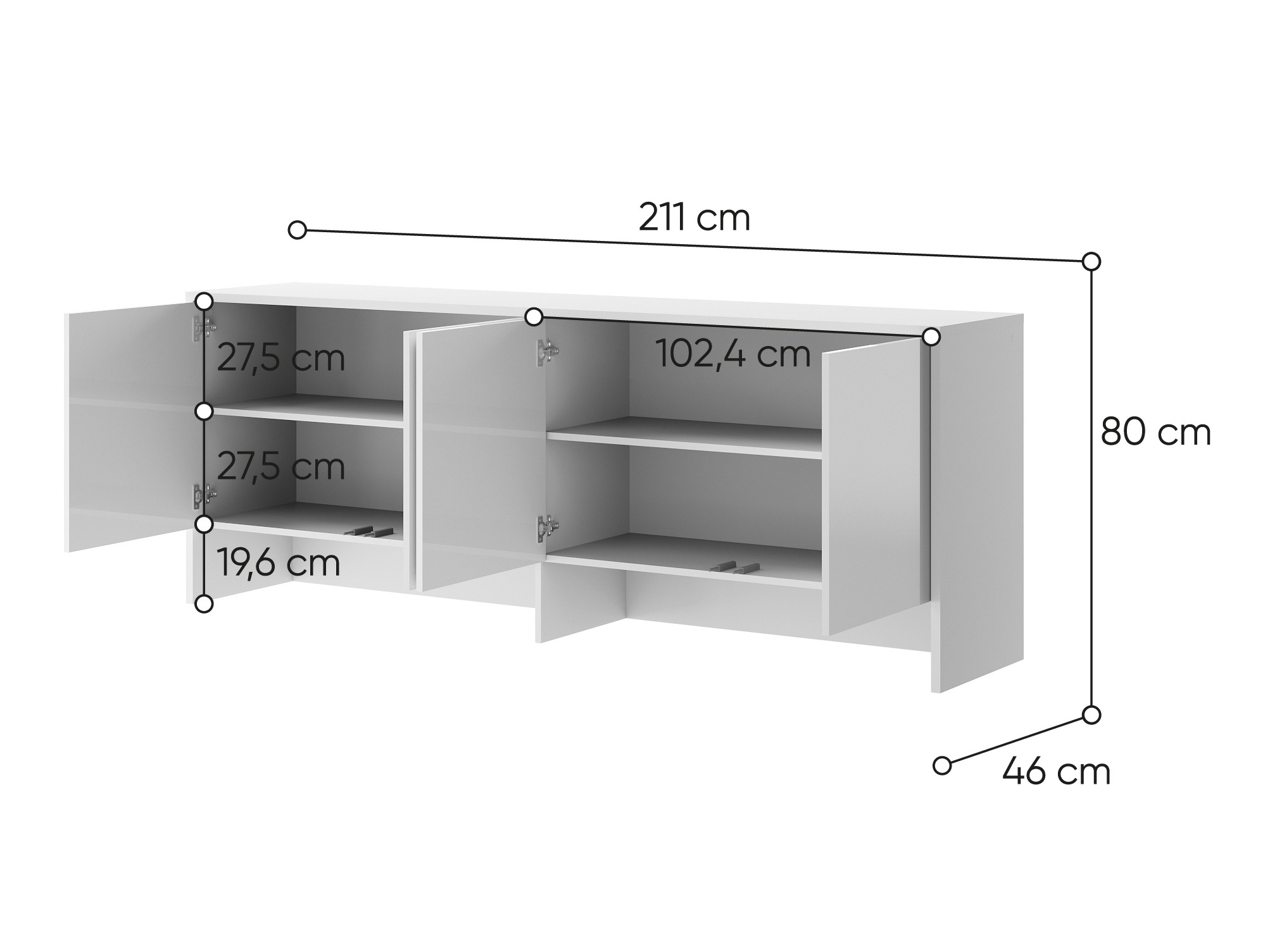 Ormarić Concept Pro Lenart Levfere 119 (Belo + Sjajno belo)