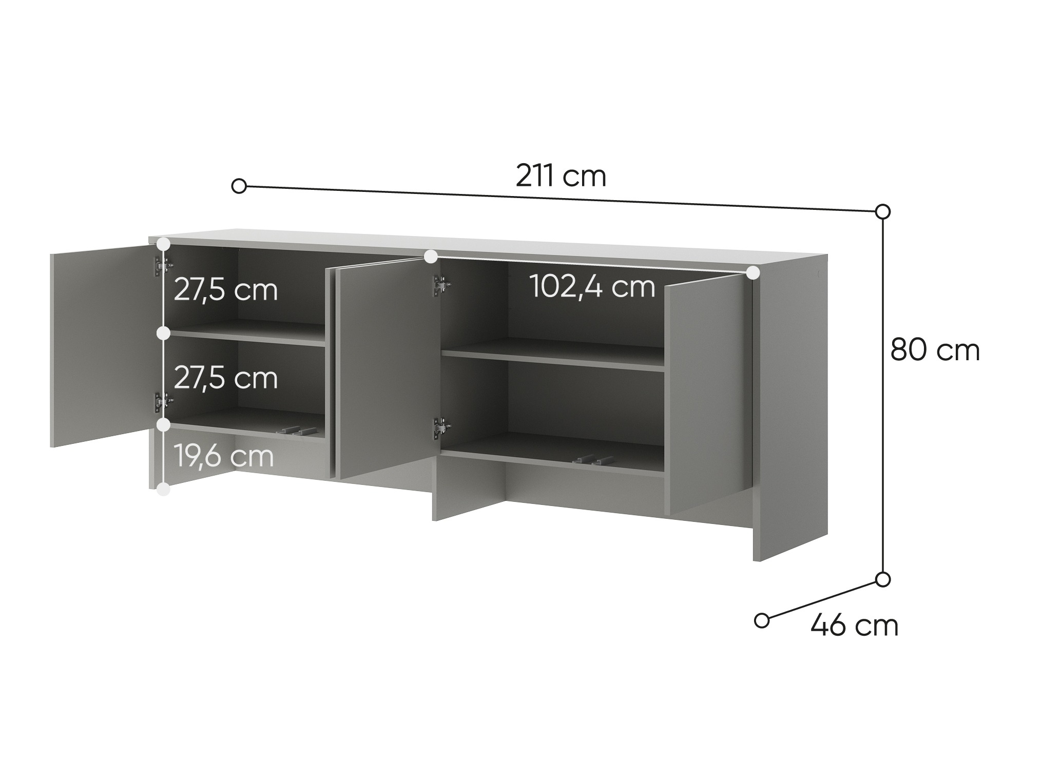 Ormarić Concept Pro Lenart Levfere 119 (Sivo)