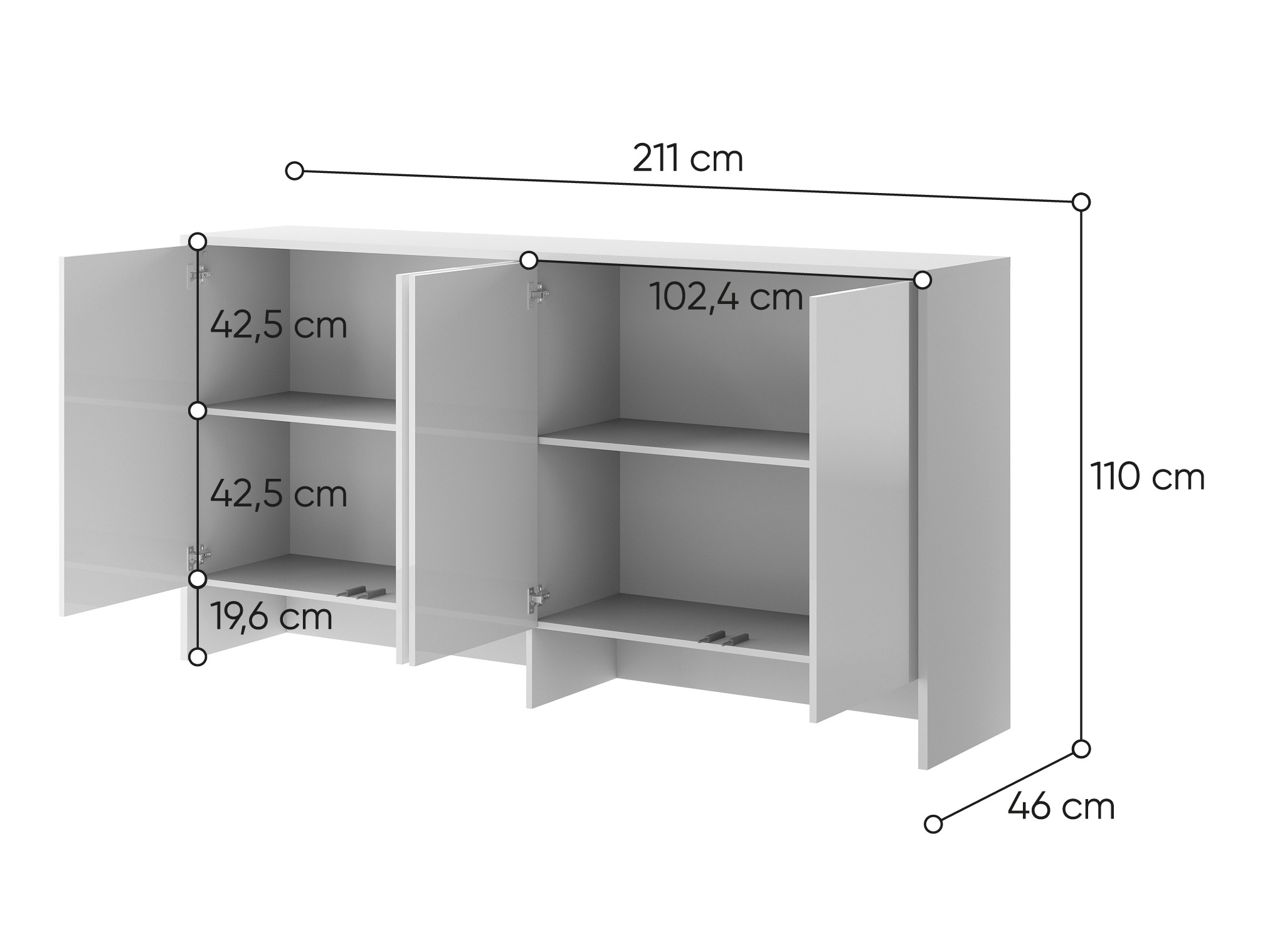 Ormarić Concept Pro Lenart Levfere 120 (Belo + Sjajno belo)