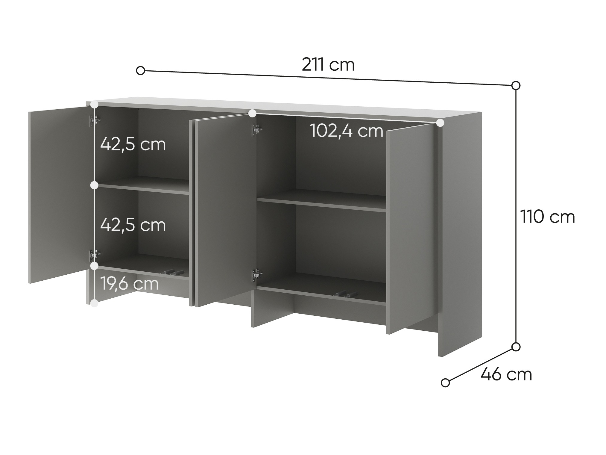 Ormarić Concept Pro Lenart Levfere 120 (Sivo)