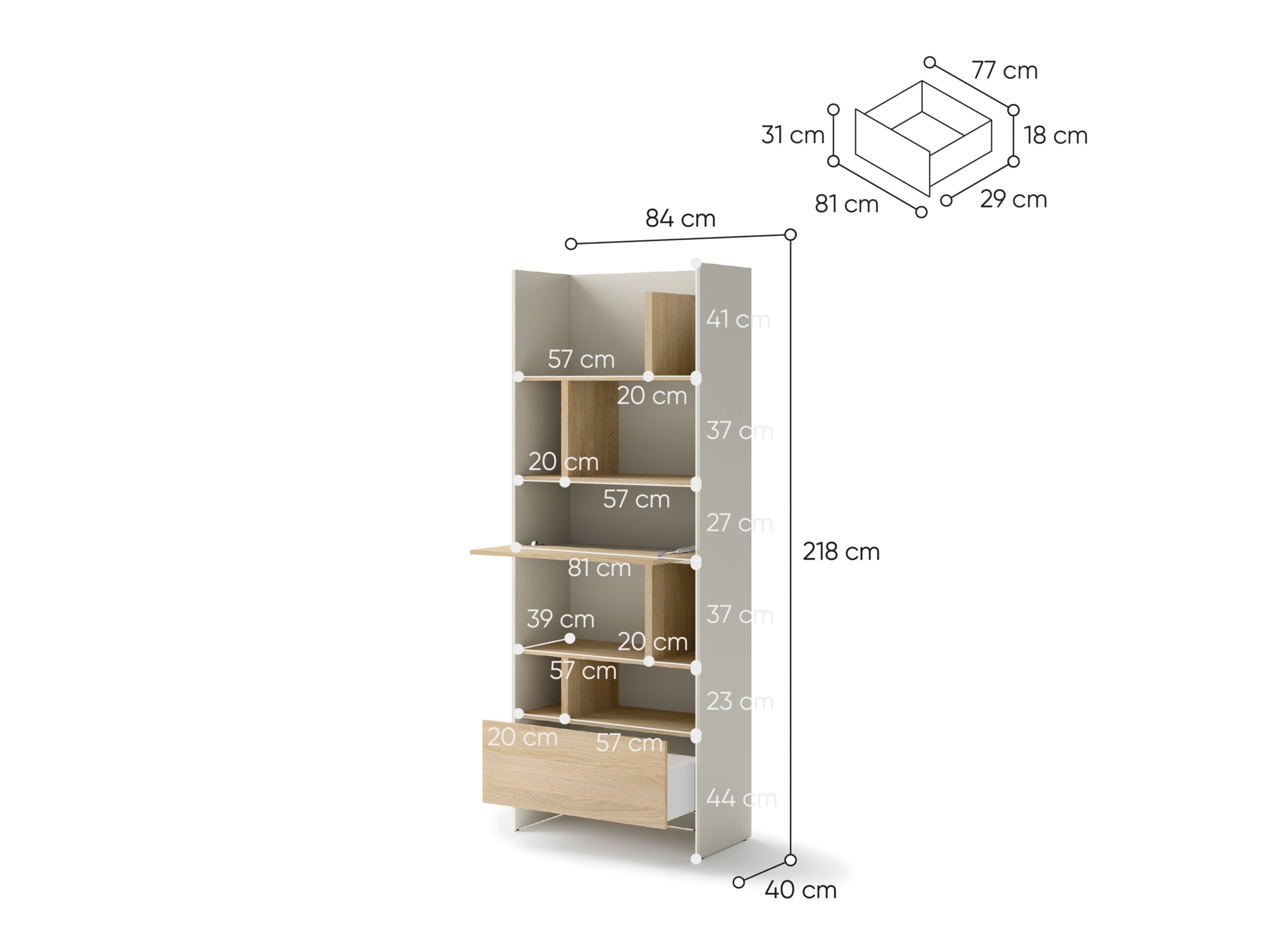 Polica Concept Pro Lenart Levfere 146 (Kašmir + Hrast)