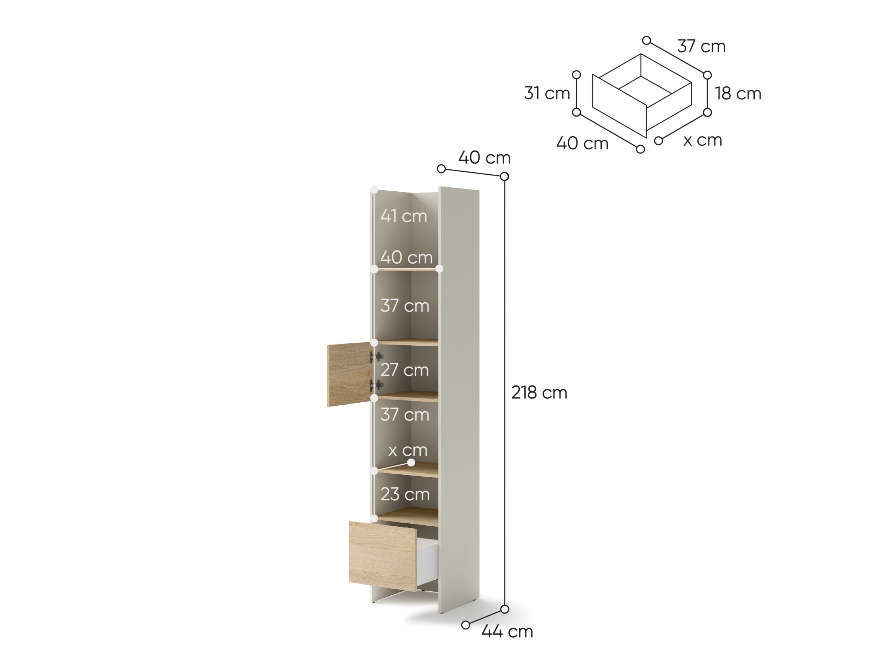 Polica Concept Pro Lenart Levfere 147 (Kašmir + Hrast)