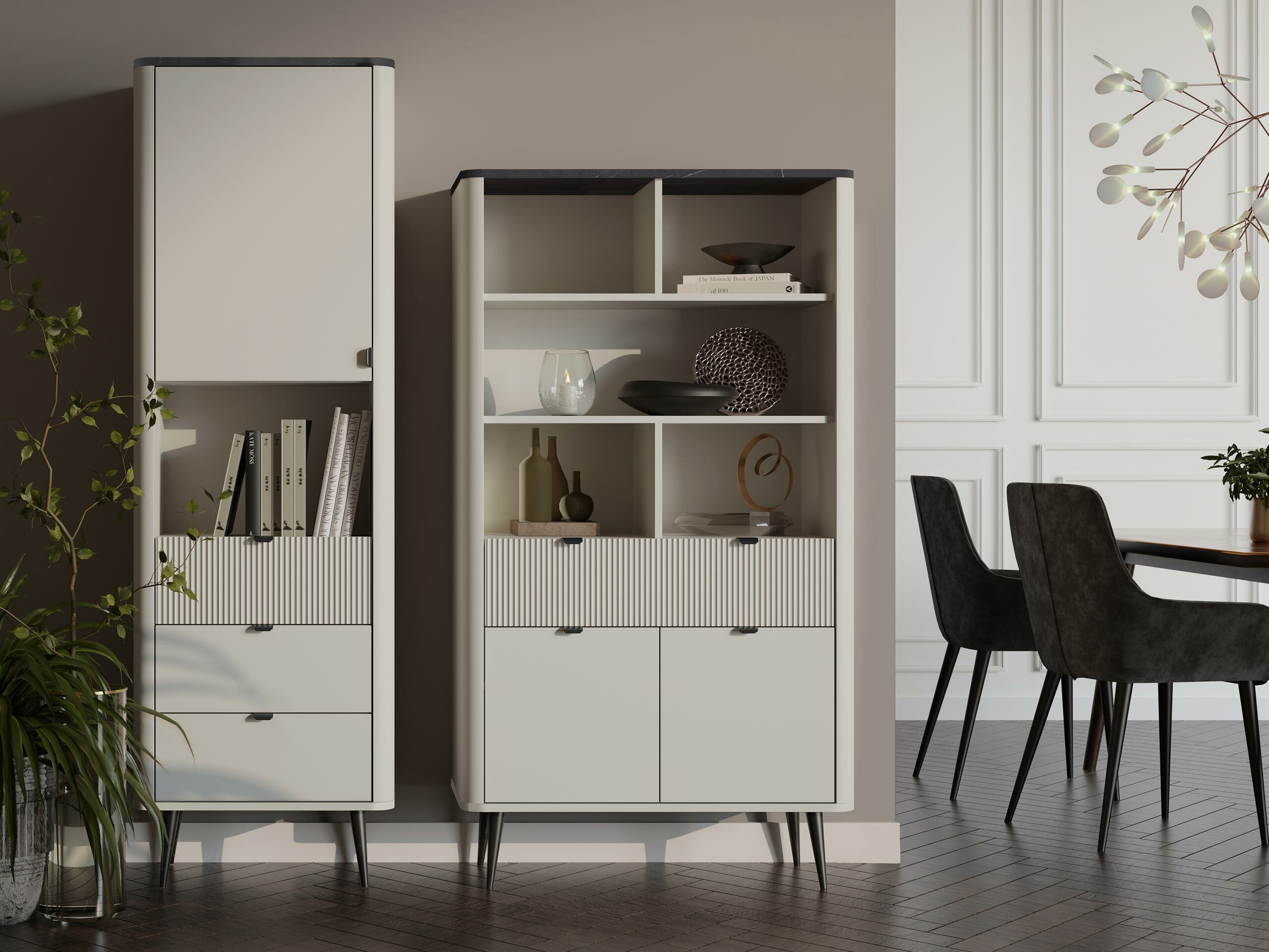 Polica Lufela 103 (Kašmir + Sivi mermer)