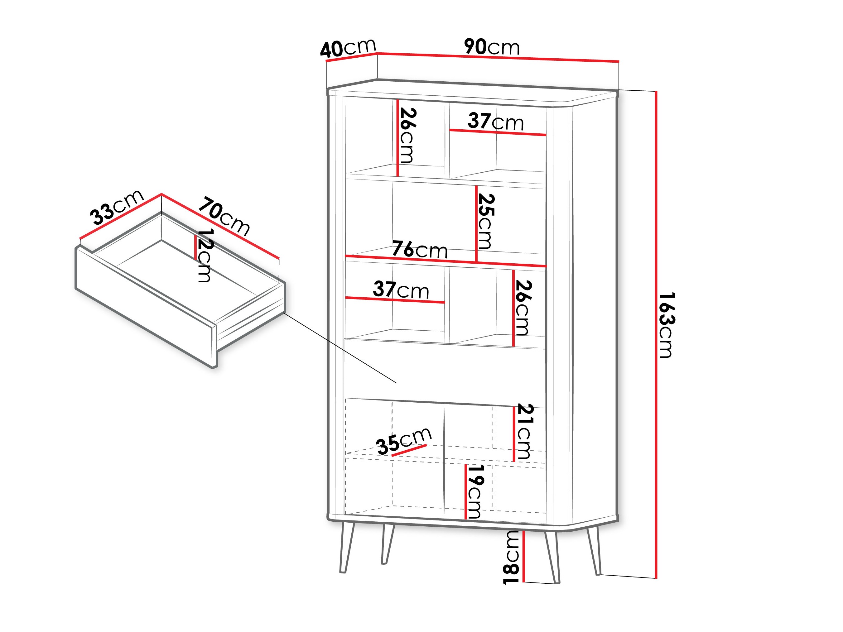 Polica Lufela 108 (Kašmir + Orah)