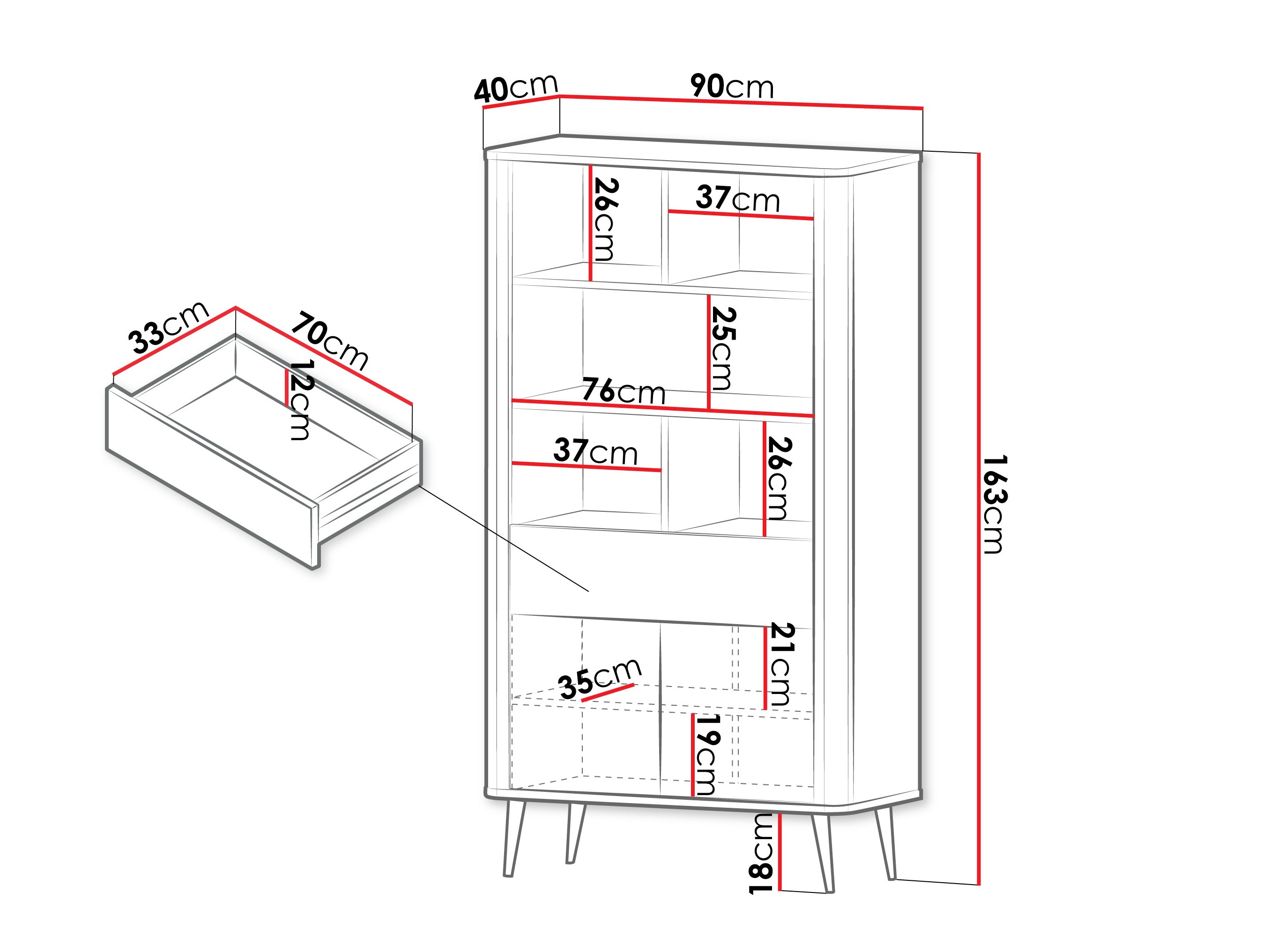 Polica Lufela 108 (Kašmir + Sivi mermer)