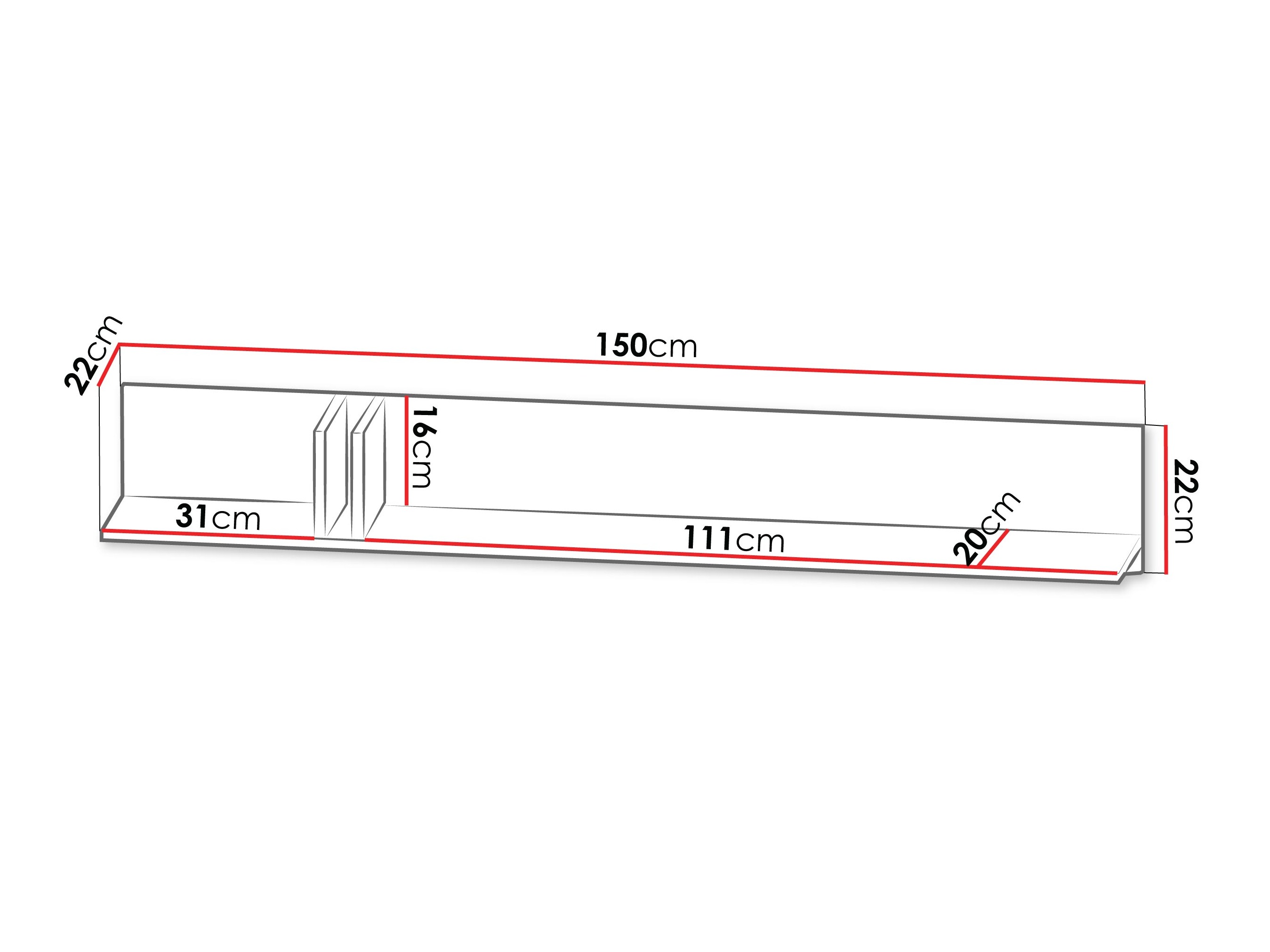 Zidna polica Levali 113 (Hrast)