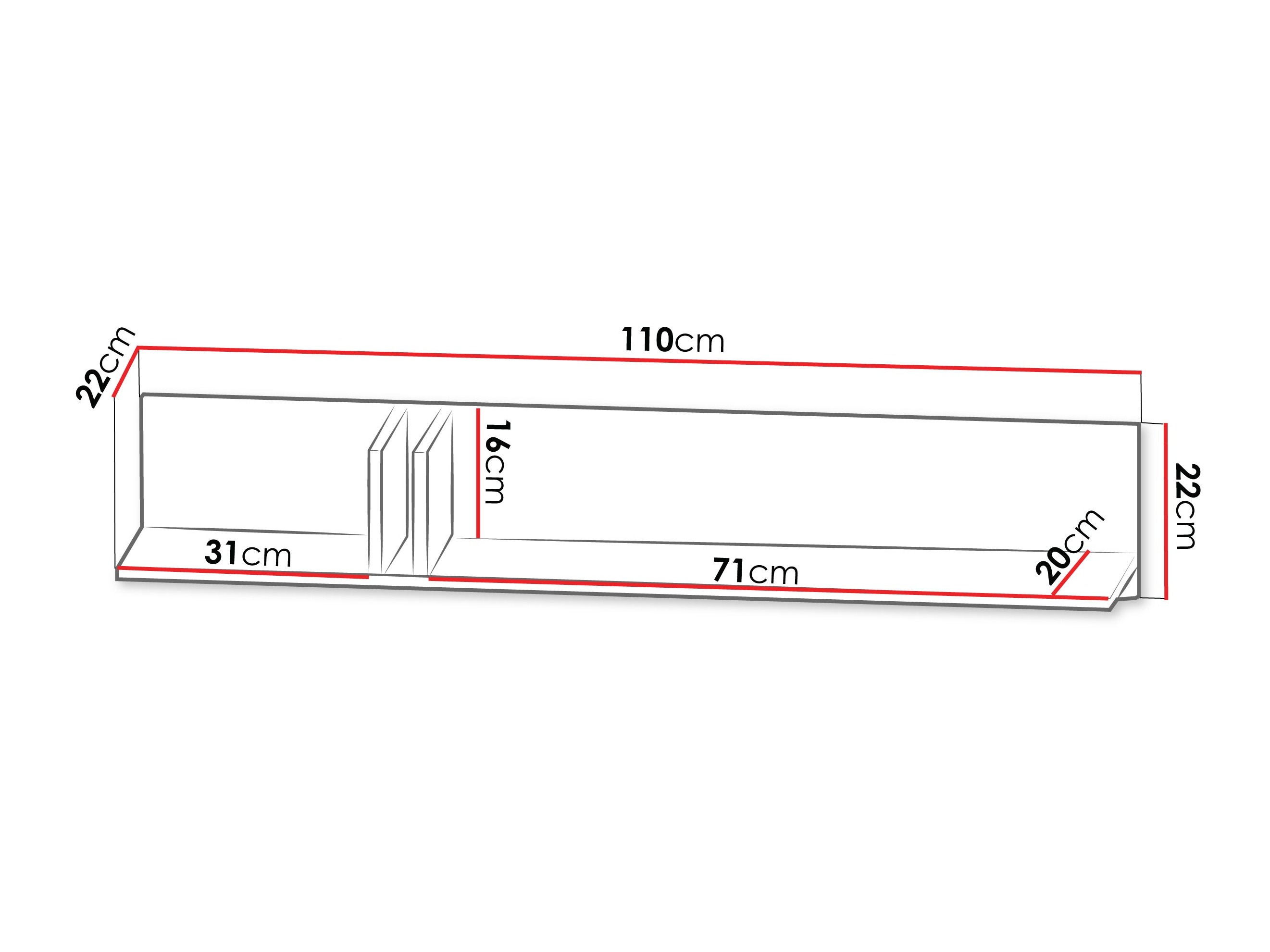 Zidna polica Levali 114 (Прашњаво зелена)