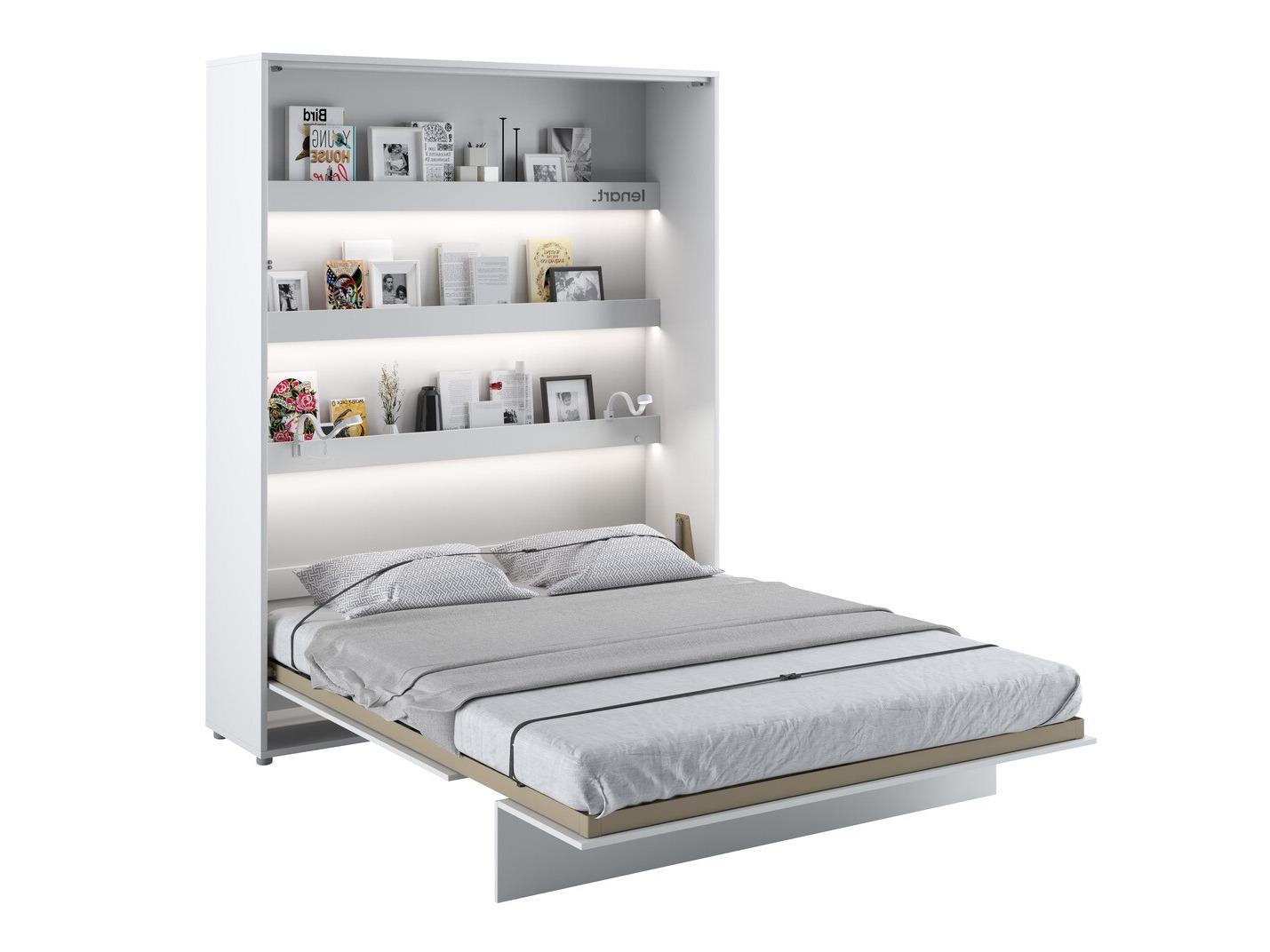 Zidni krevet Concept Pro Lenart Levfere 102 (Belo + Sjajno belo)