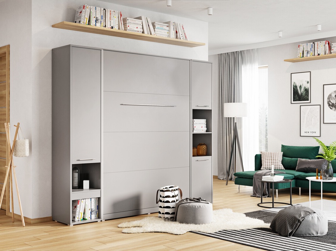 Zidni krevet Concept Pro Lenart Levfere 108 (Sivo)