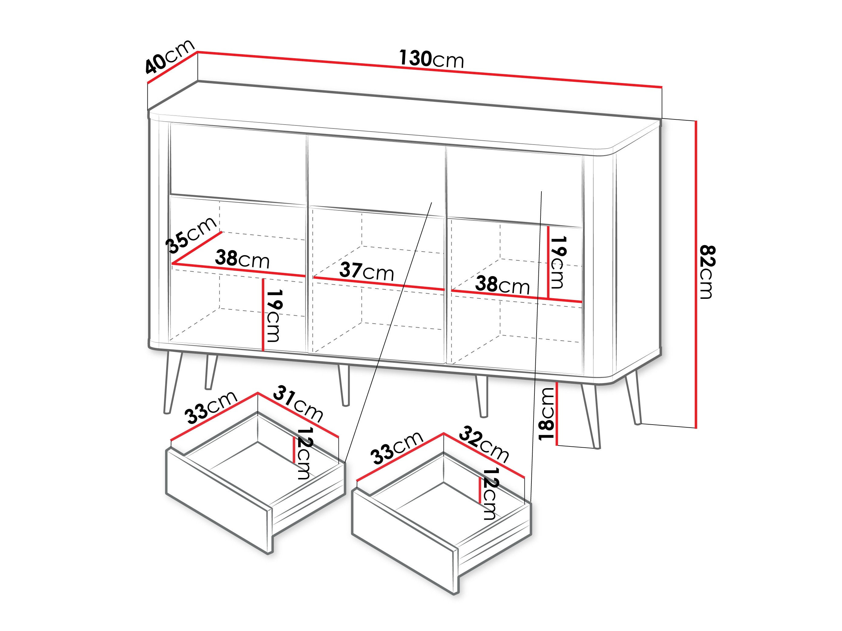 Komoda Lufela 109 (Kašmir + Orah)