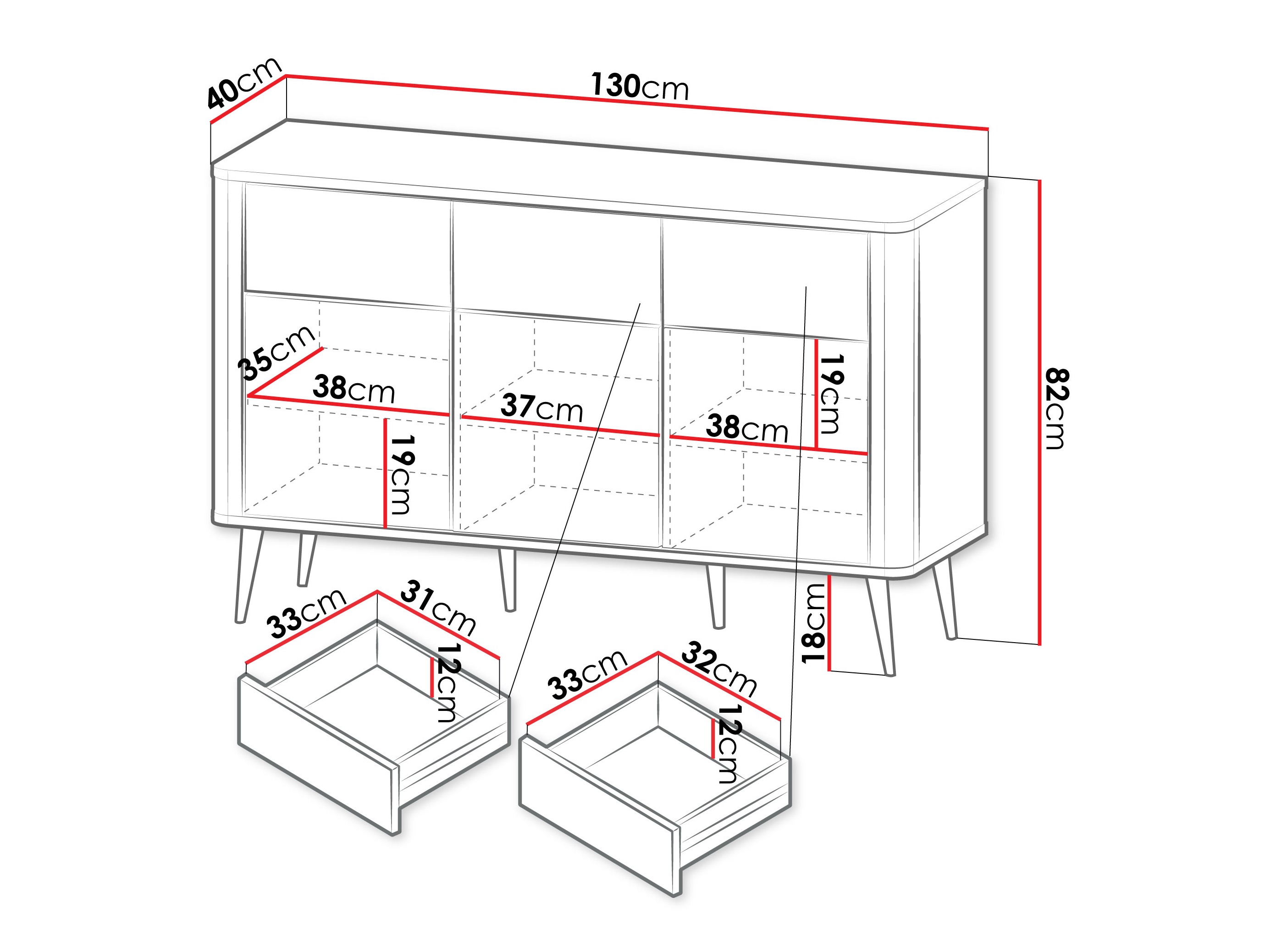Komoda Lufela 109 (Kašmir + Sivi mermer)