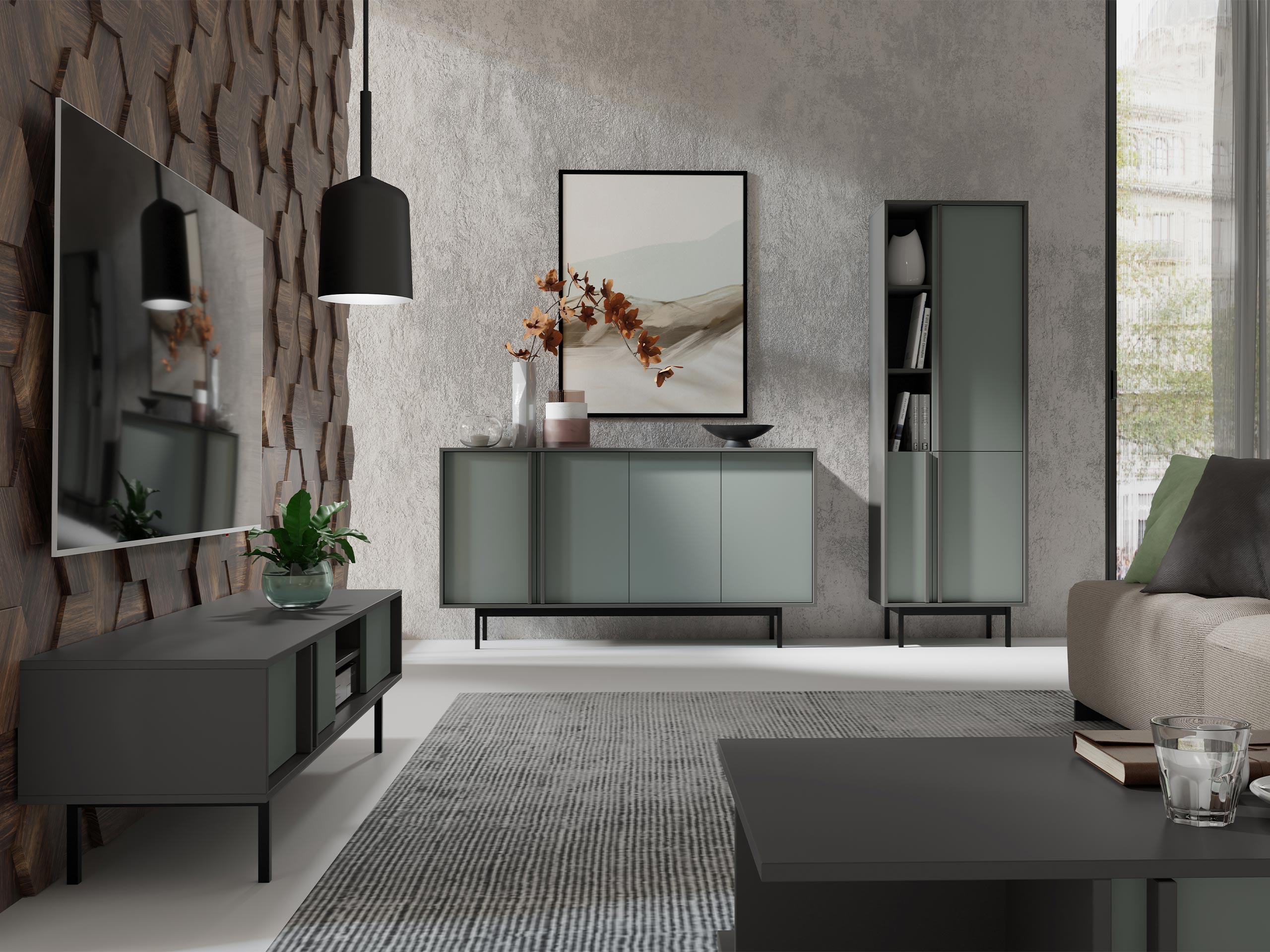 Set za dnevnu sobu Levali 115 (Prašnjavo zelena)