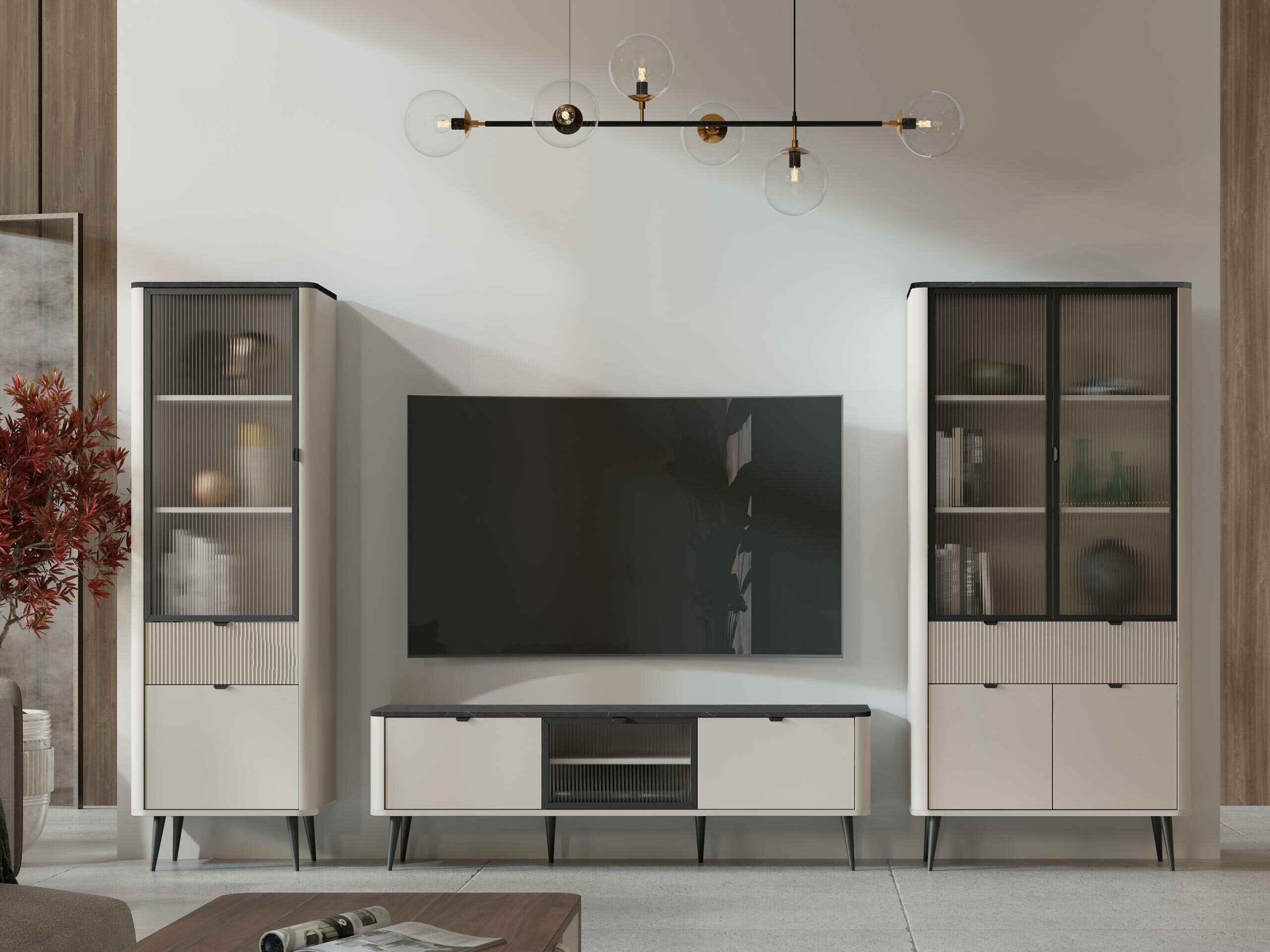 TV komoda Lufela 111 (Kašmir + Sivi mermer)