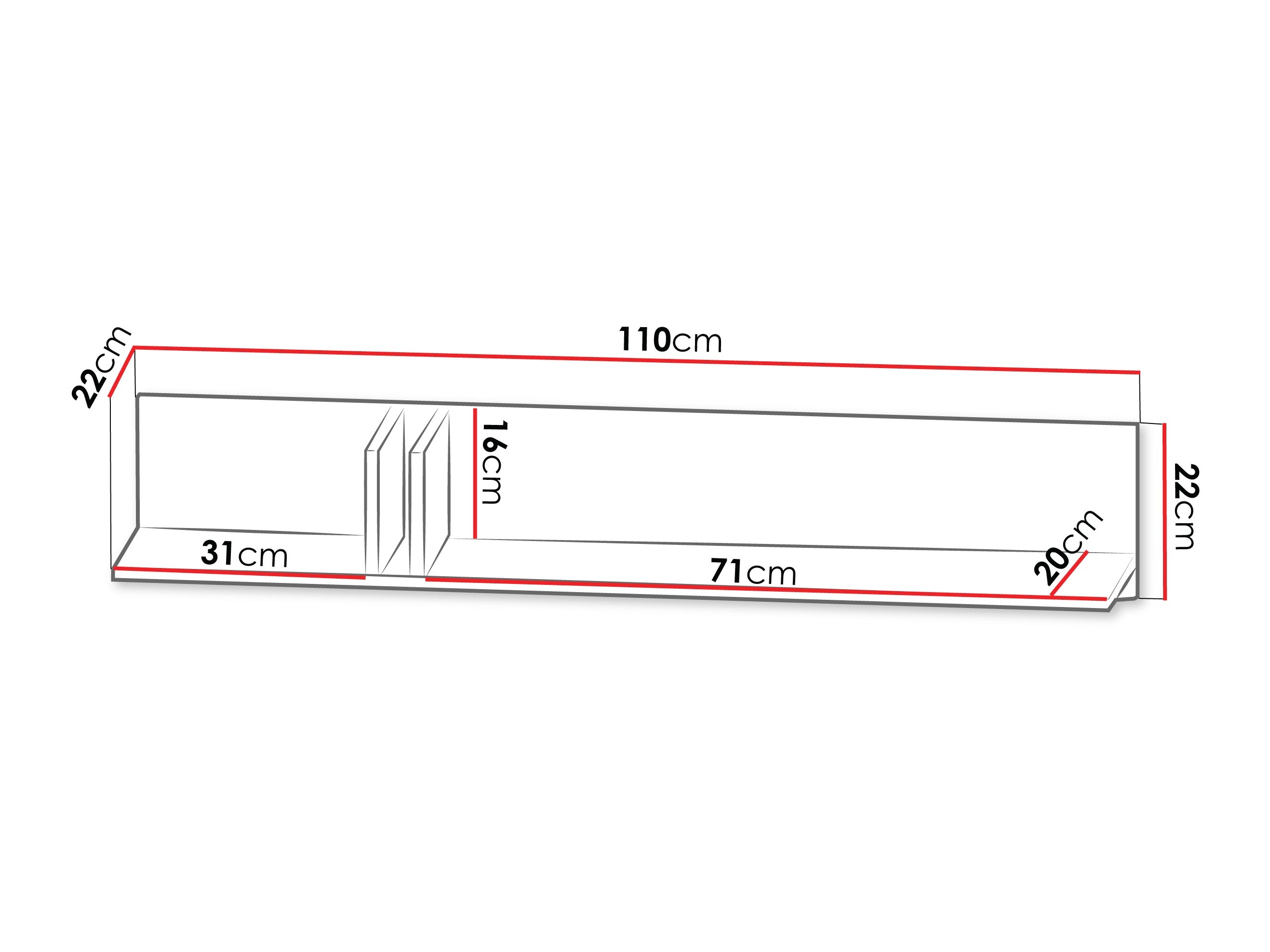 Zidna polica Levali 114 (Hrast)