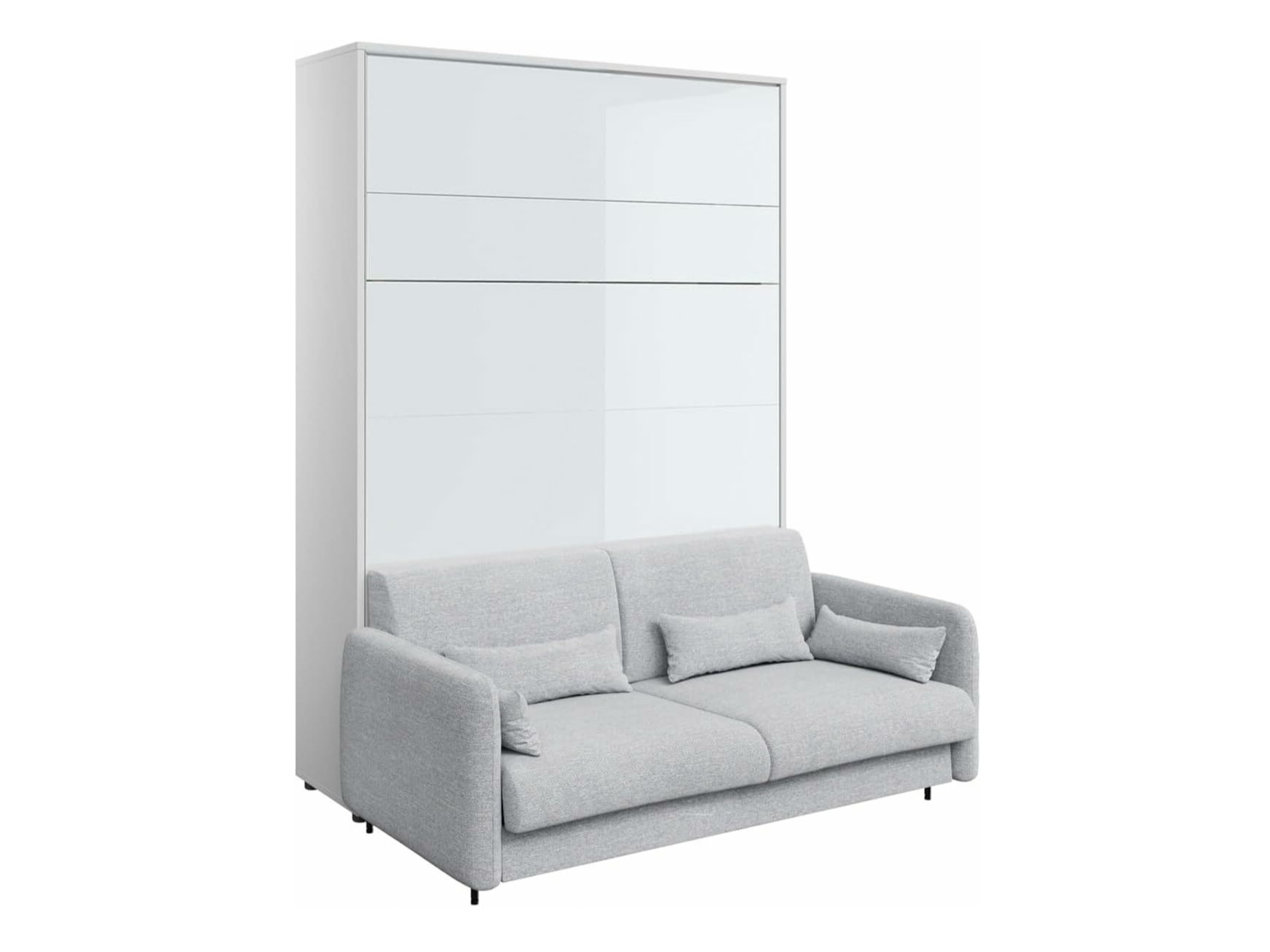 Zidni krevet Concept Pro Lenart VII (Sjajno belo + Sivo)