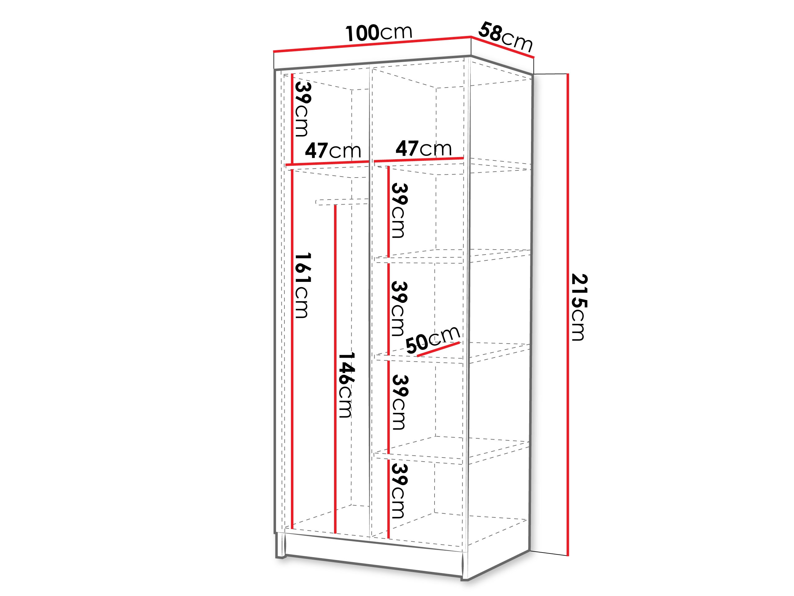 Ormar Closico 195 (Belo + Sjajno belo + Crno)