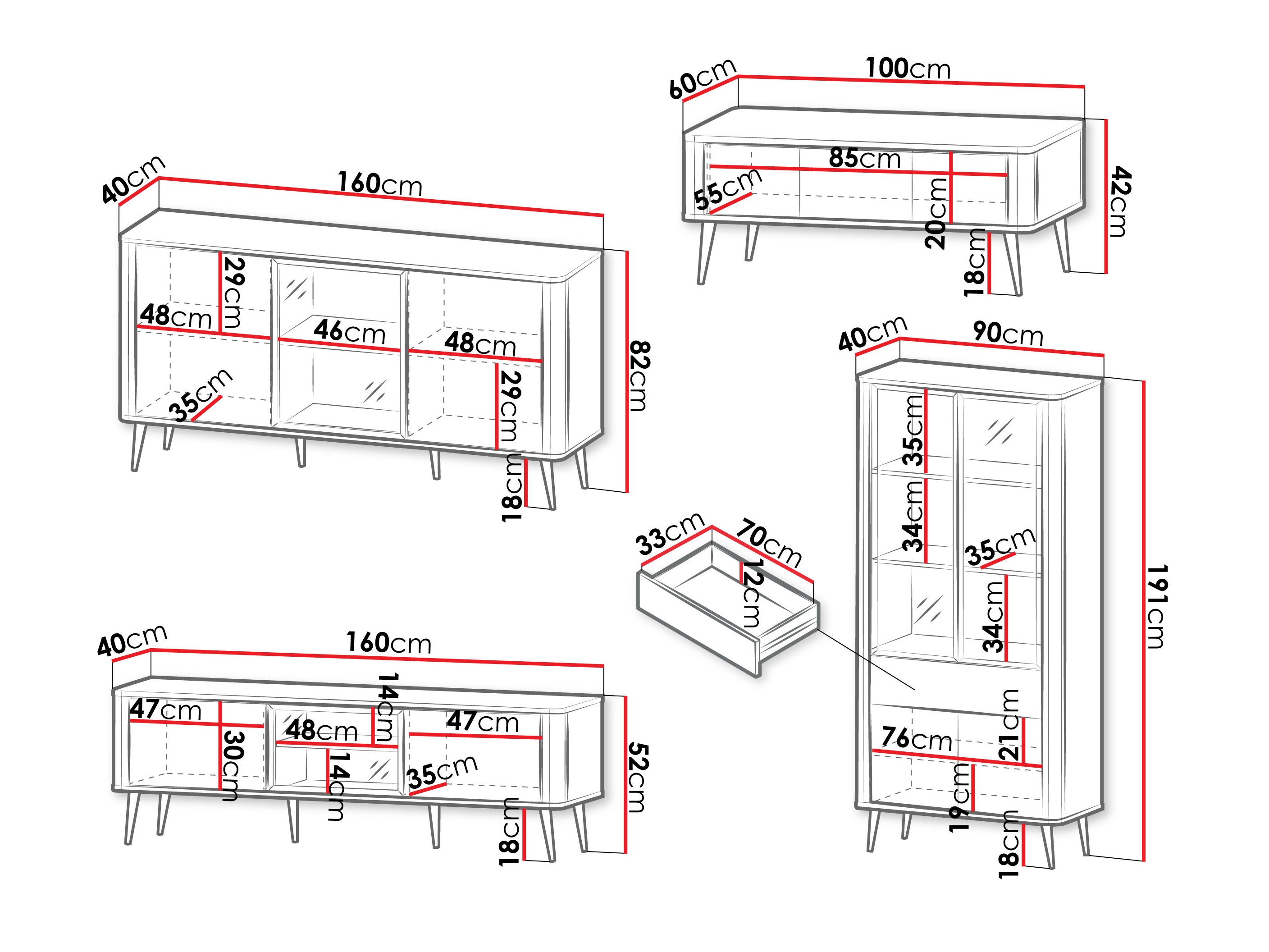 Set za dnevnu sobu Lufela 120 (Kašmir + Orah)