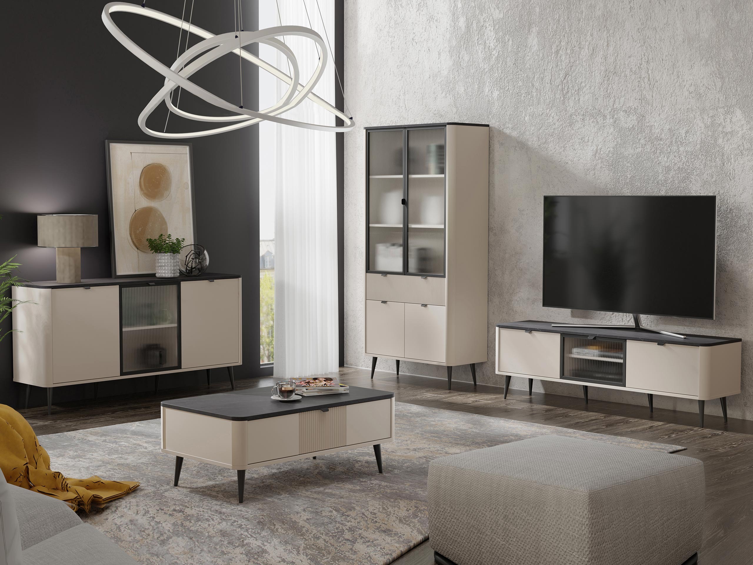 Set za dnevnu sobu Lufela 120 (Kašmir + Sivi mermer)