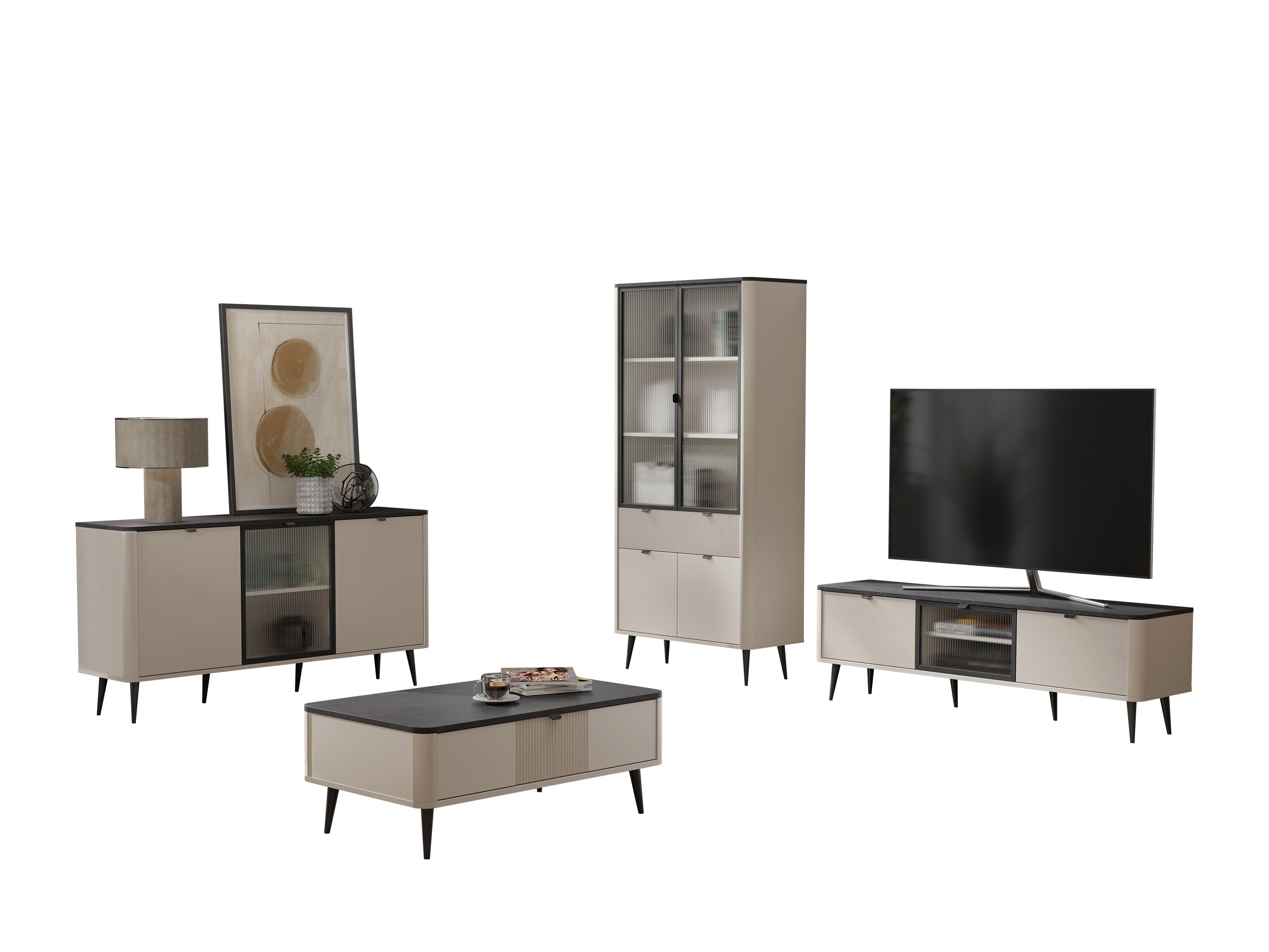 Set za dnevnu sobu Lufela 120 (Kašmir + Sivi mermer)