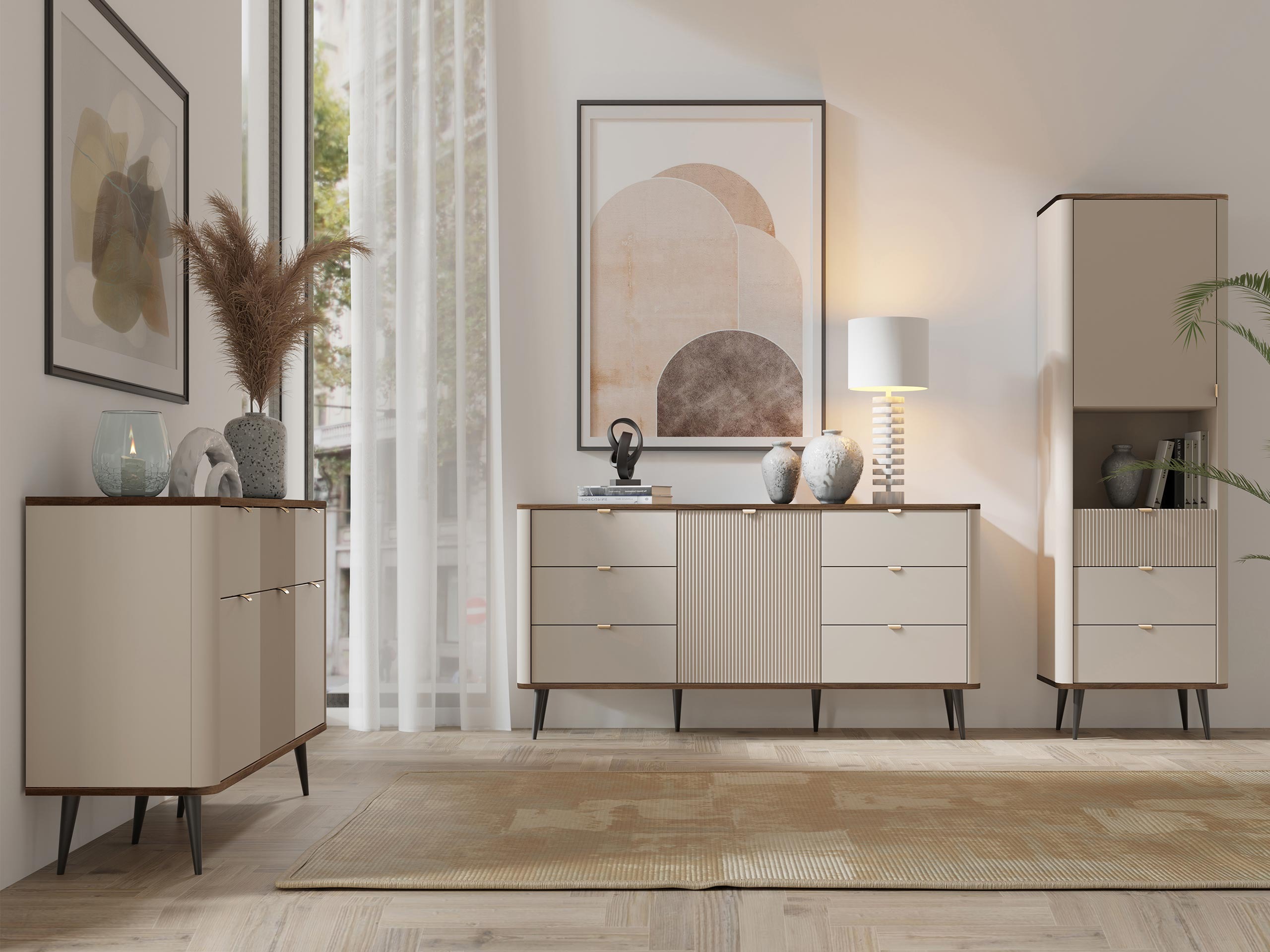 Set za dnevnu sobu Lufela 122 (Kašmir + Orah)