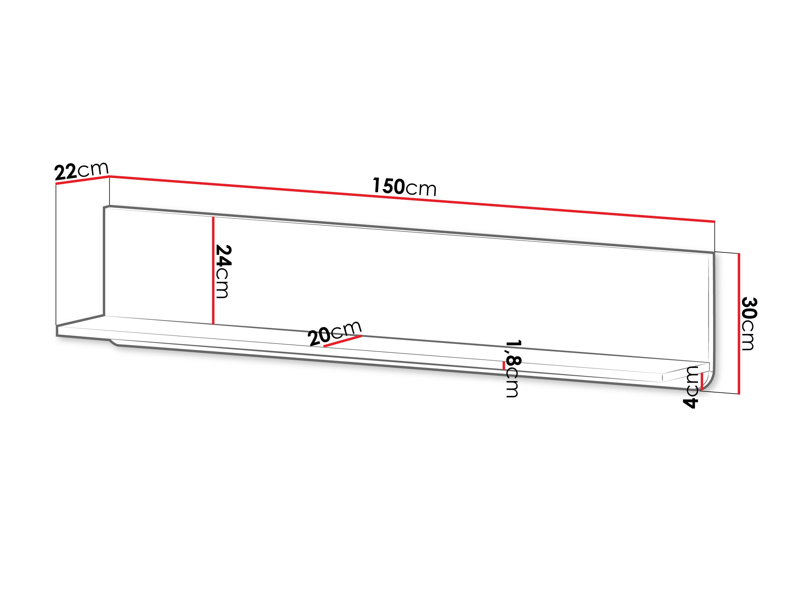 Zidna polica Lufela 117 (Kašmir + Orah)