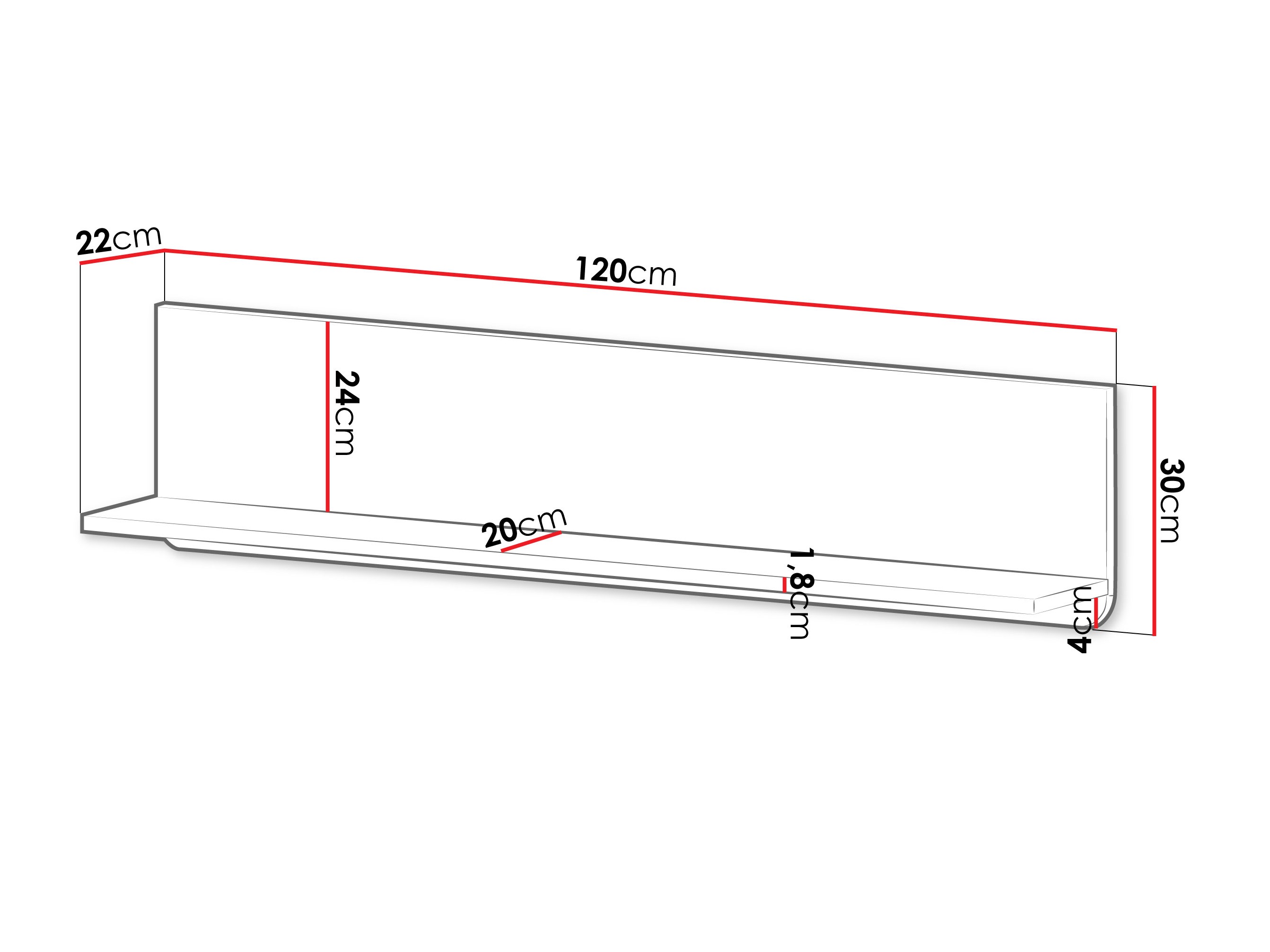 Zidna polica Lufela 118 (Kašmir + Orah)