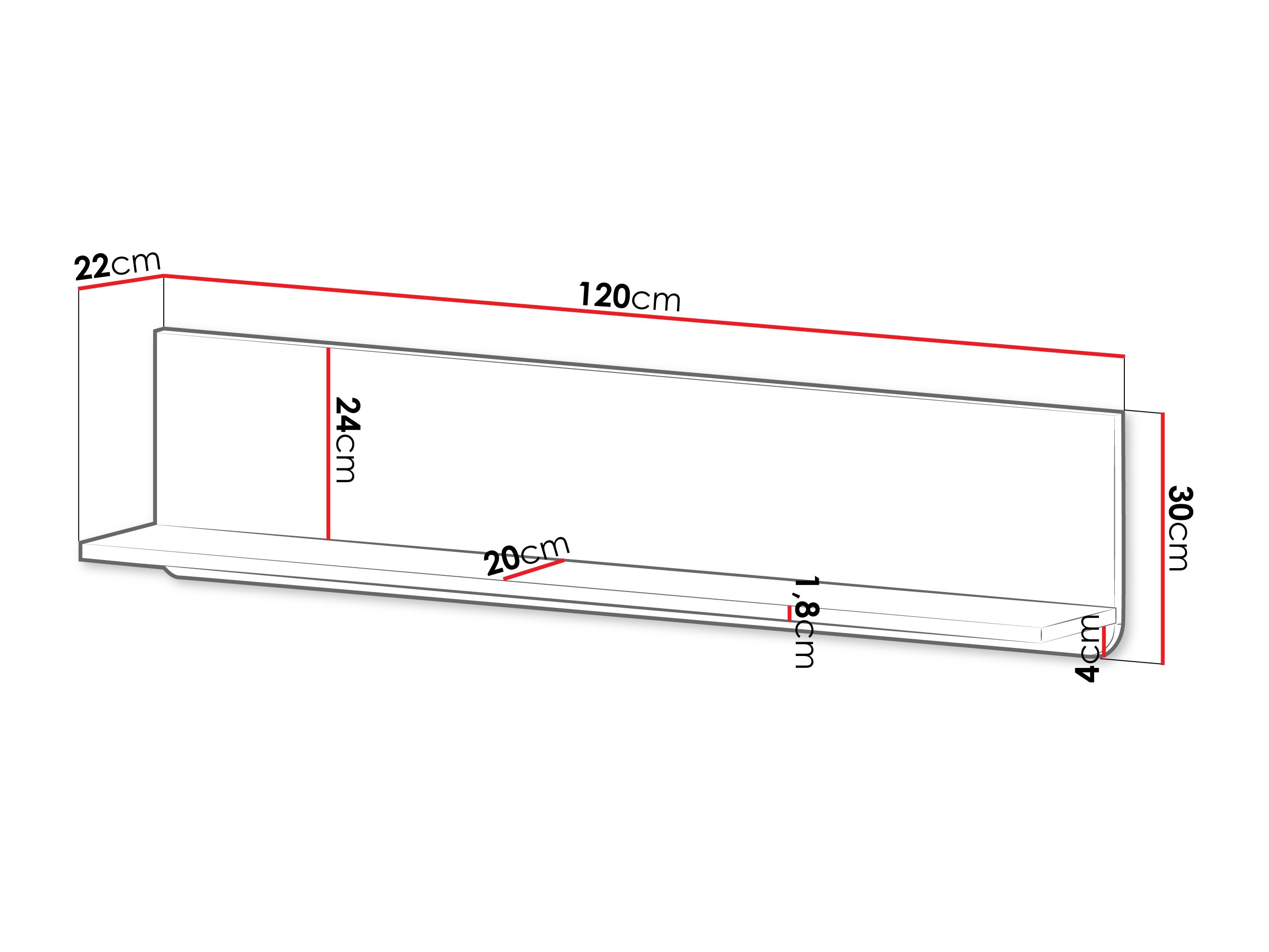 Zidna polica Lufela 118 (Kašmir + Sivi mermer)