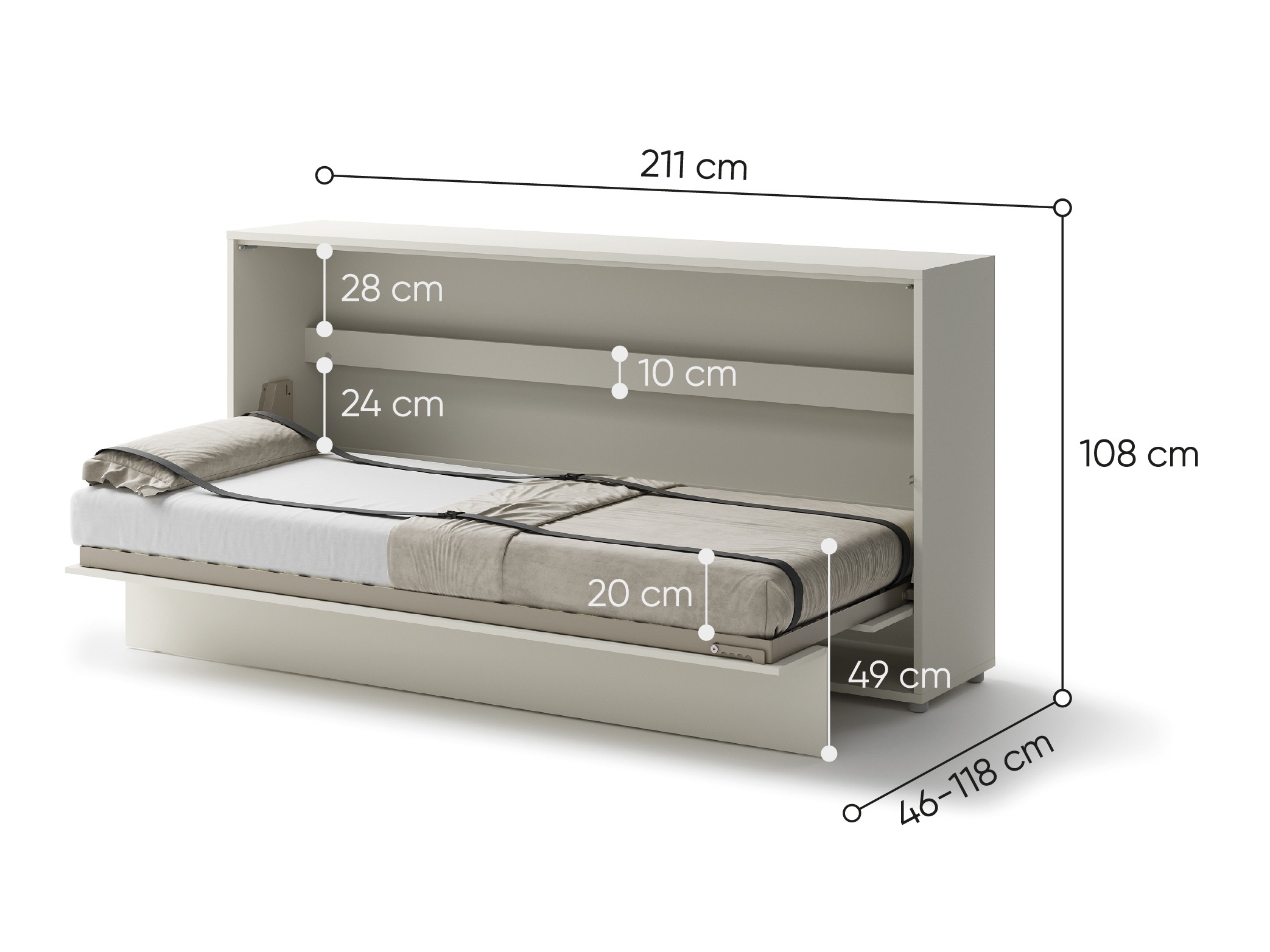 Zidni krevet Concept Pro Lenart Levfere 115 (Kašmir)