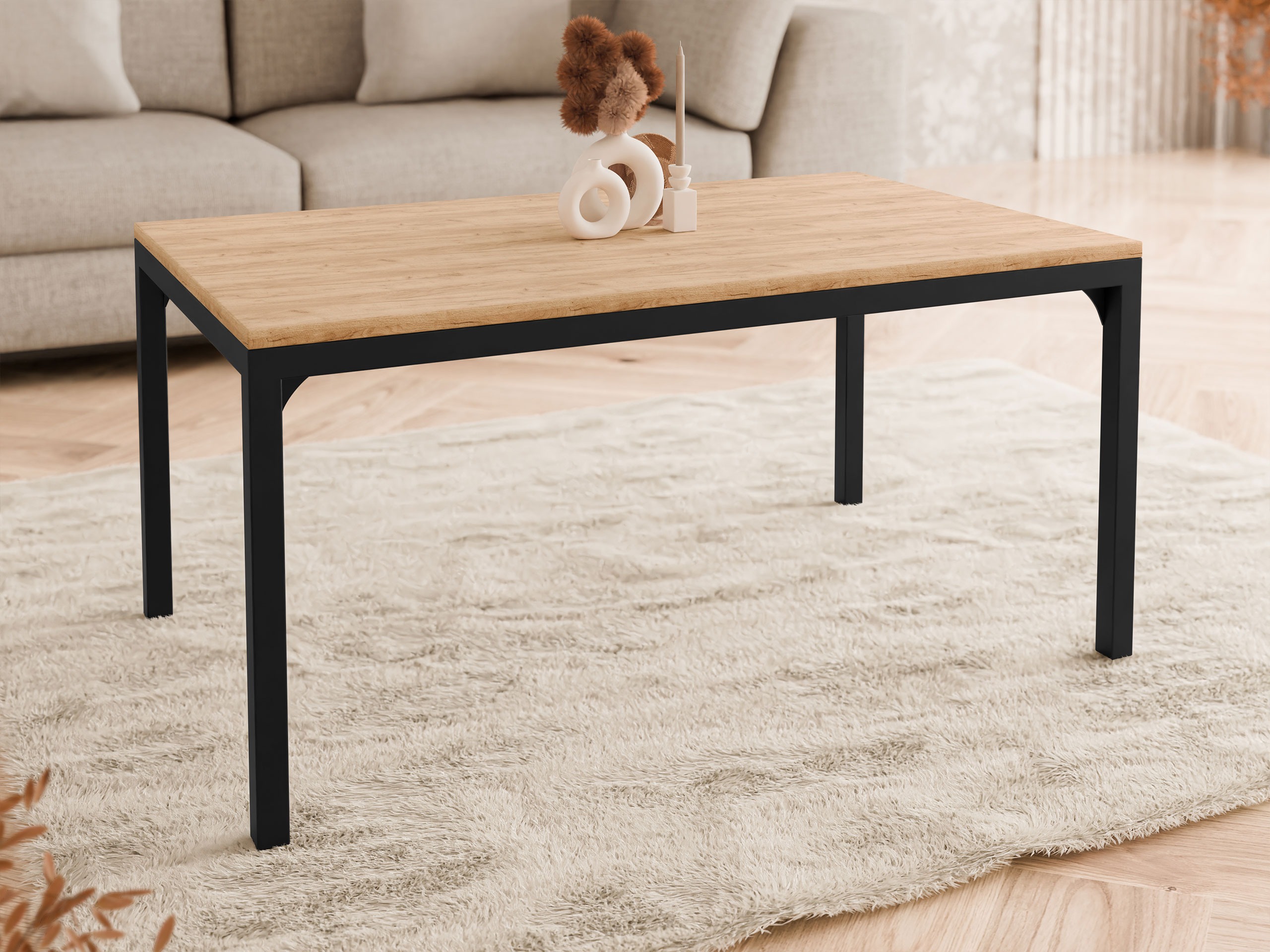 Stočić za kafu Oswego 138 (Zanatski zlatni hrast + Crno)