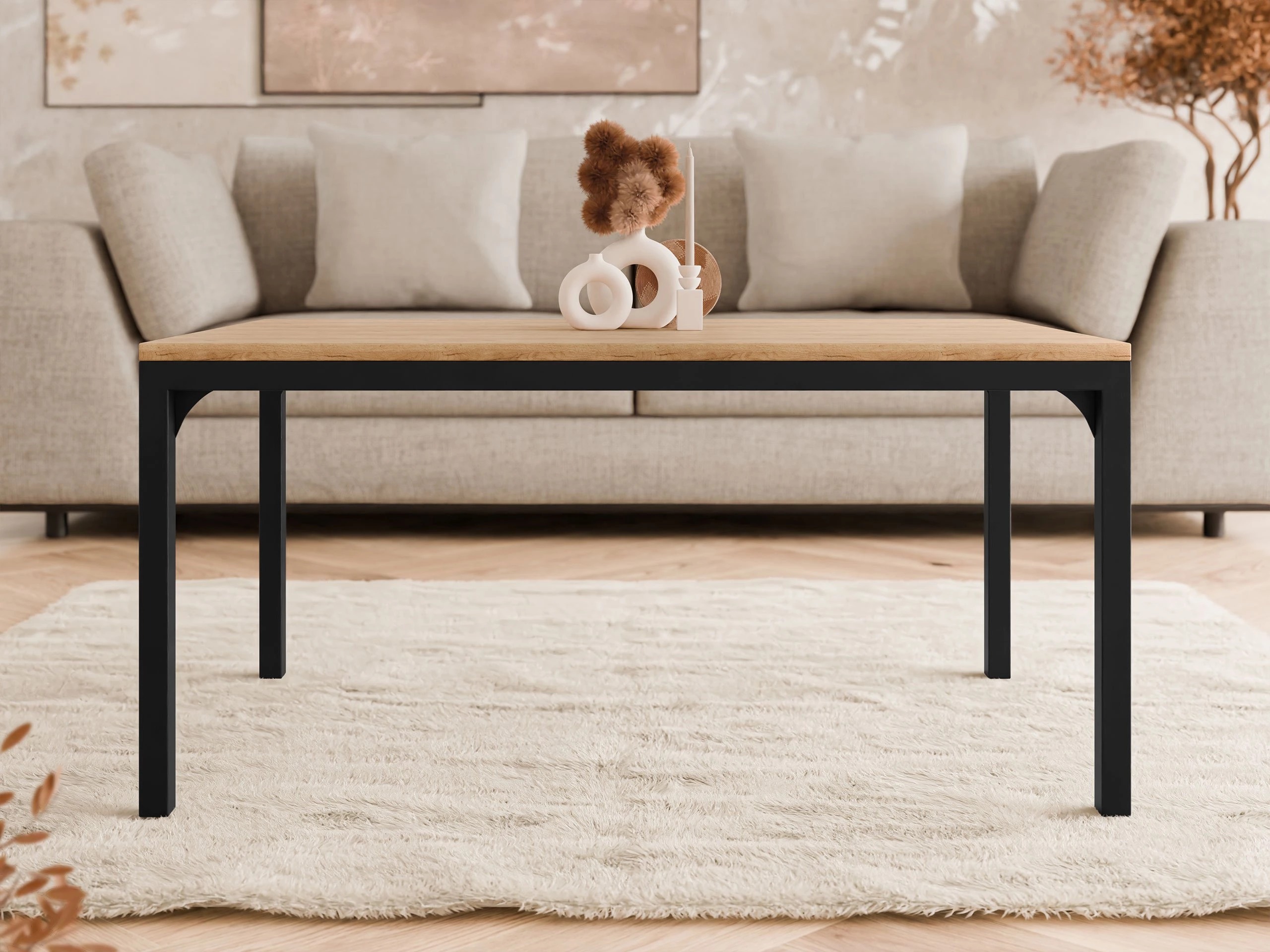 Stočić za kafu Oswego 138 (Zanatski zlatni hrast + Crno)