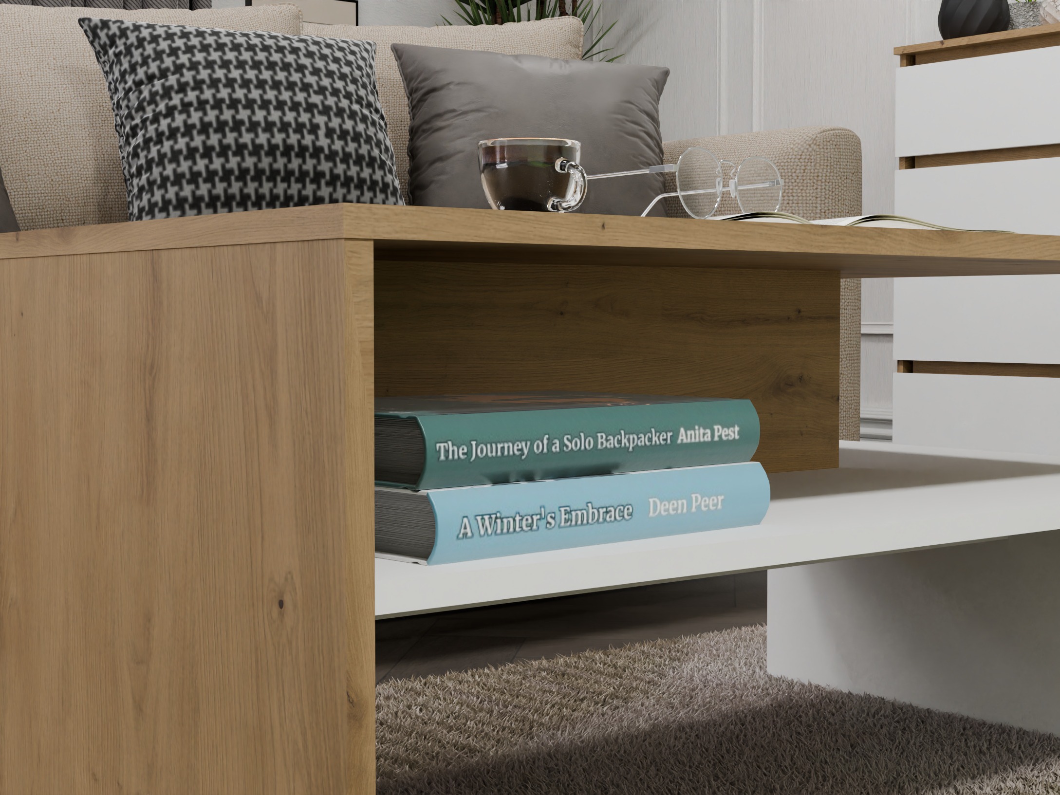 Stočić za kafu Mandeville 199 (Zanatski hrast + Belo)