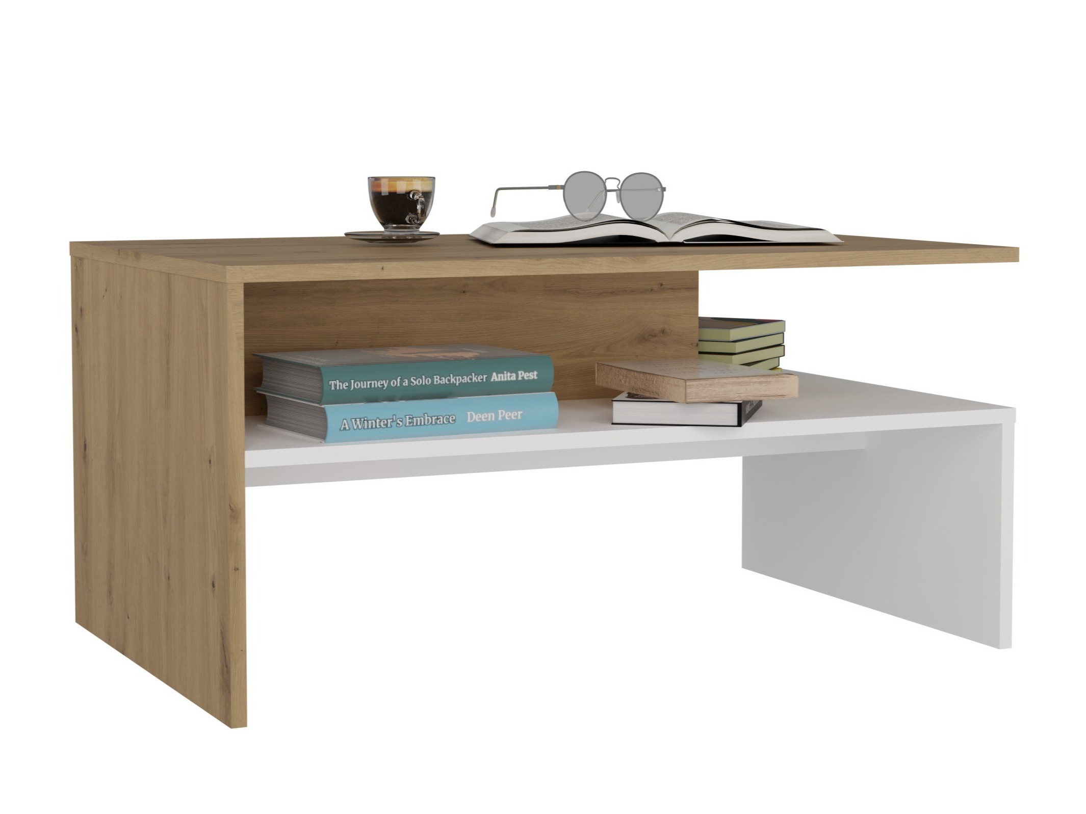 Stočić za kafu Mandeville 199 (Zanatski hrast + Belo)