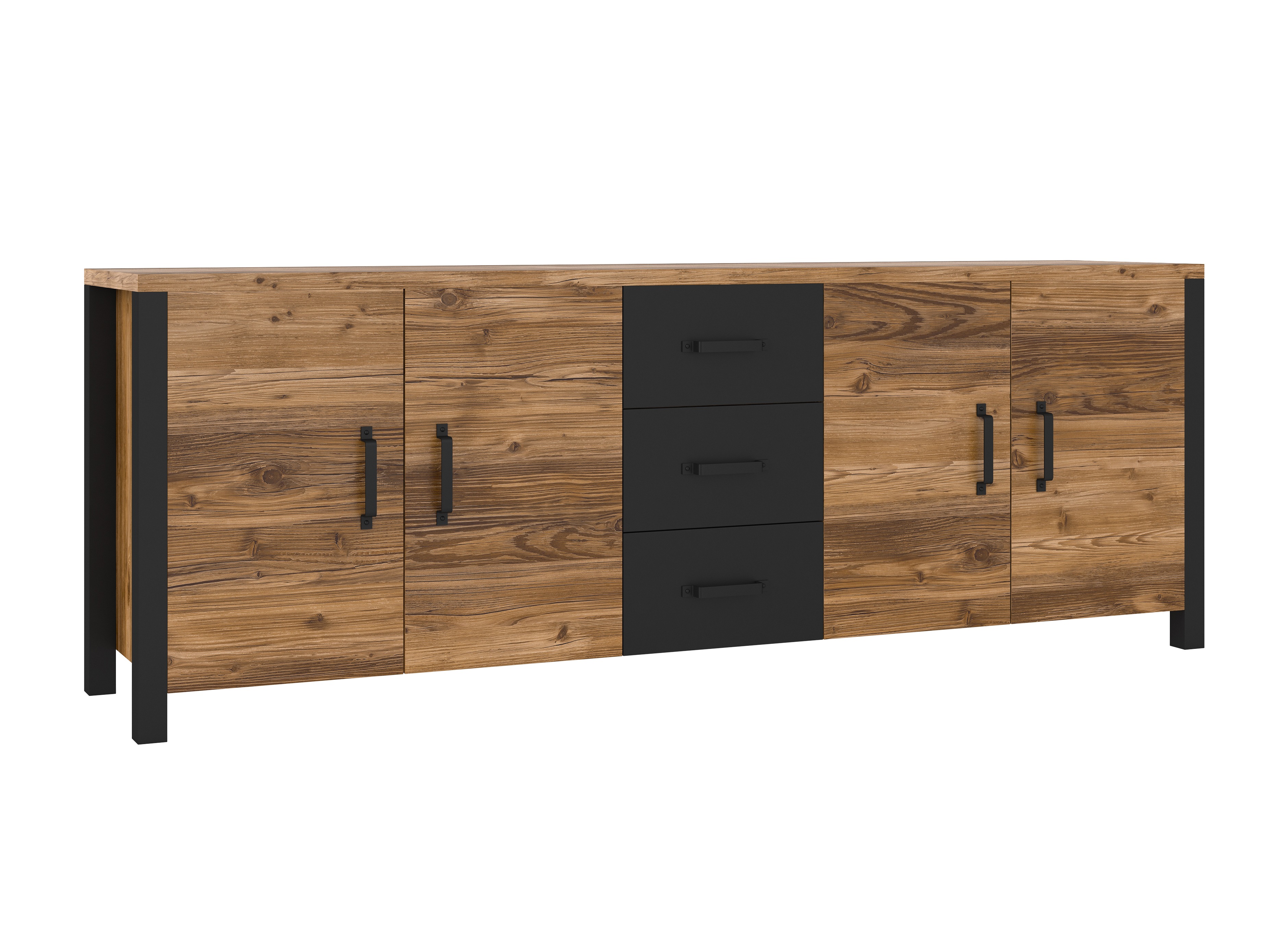 Komoda Tornua 109 (Tamna smrča + Mat crna)