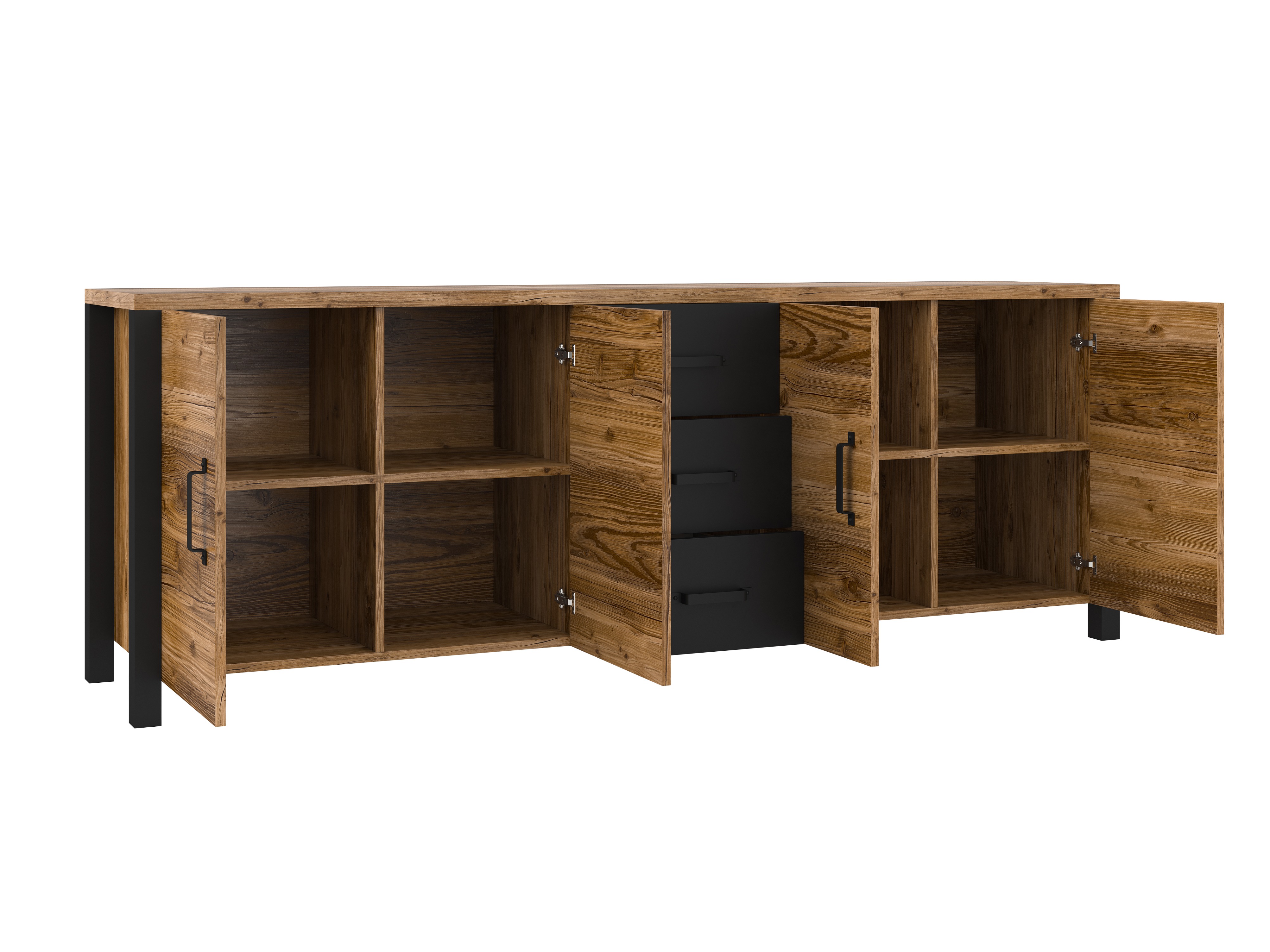 Komoda Tornua 109 (Tamna smrča + Mat crna)