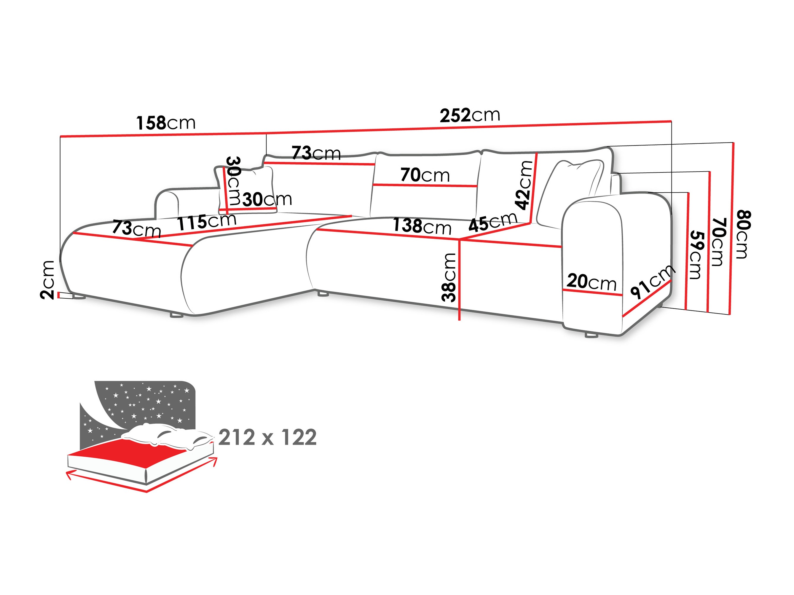 Ugaona sofa Comfivo 449 (Poso 135)
