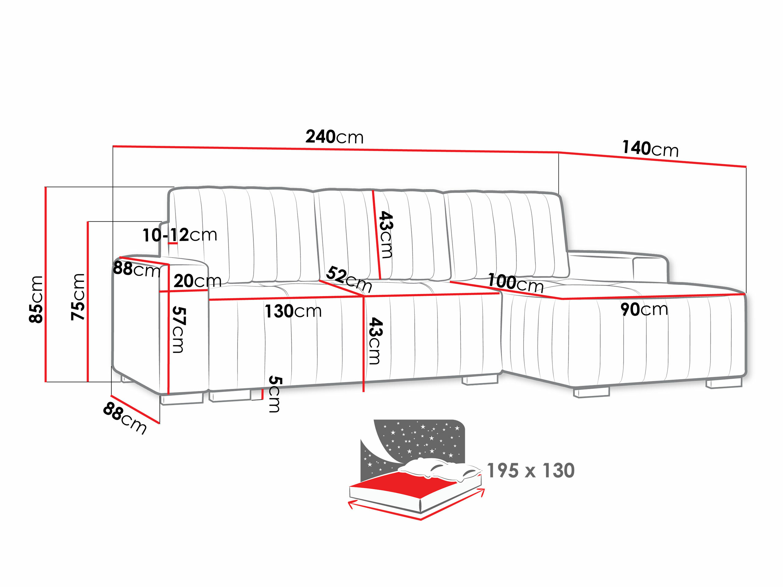 Ugaona sofa Columbus 154 (Manila 16)