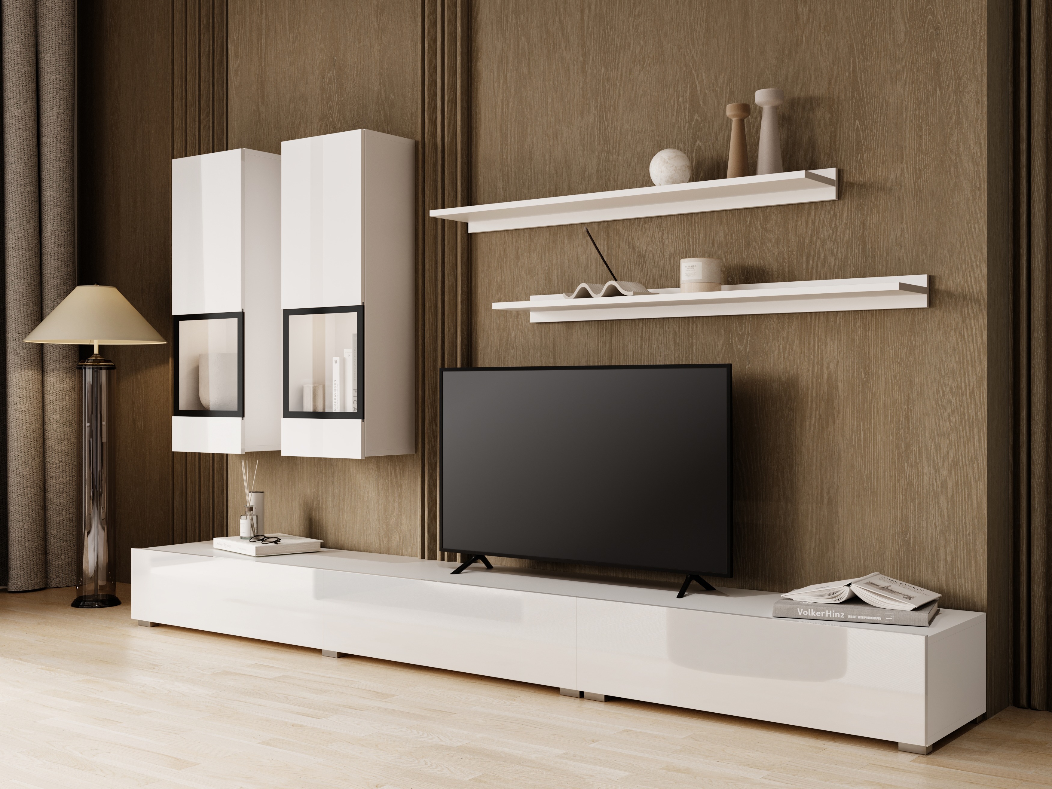 Set za dnevnu sobu Serodeu 100 (Belo + Sjajno belo)