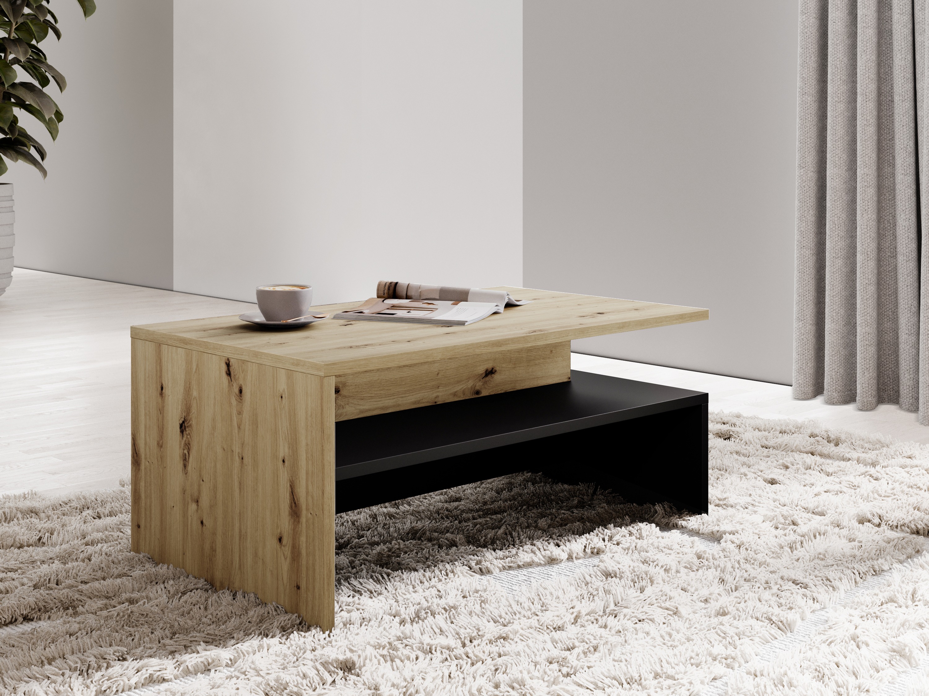 Stočić za kafu Serodeu 103 (Artisan hrast + Mat crna)