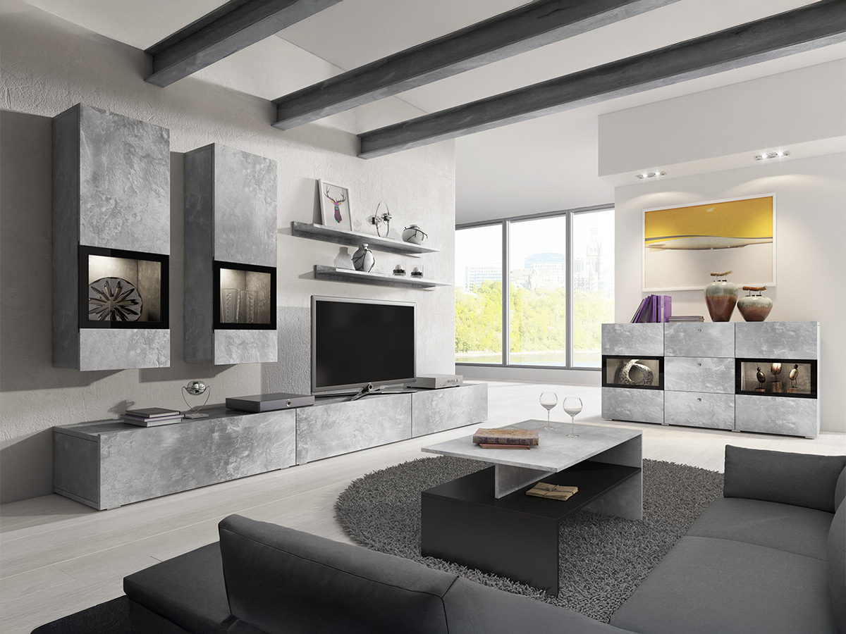 Stočić za kafu Serodeu 103 (Boja betona + Crno)