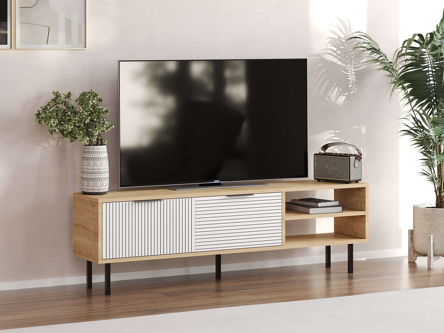 TV komoda Kailua 2555 (Belo + Hrast)