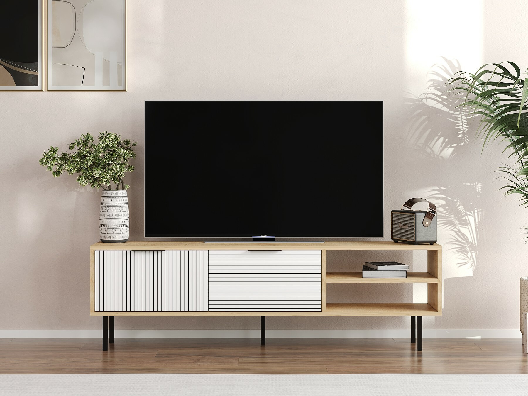 TV komoda Kailua 2555 (Belo + Hrast)