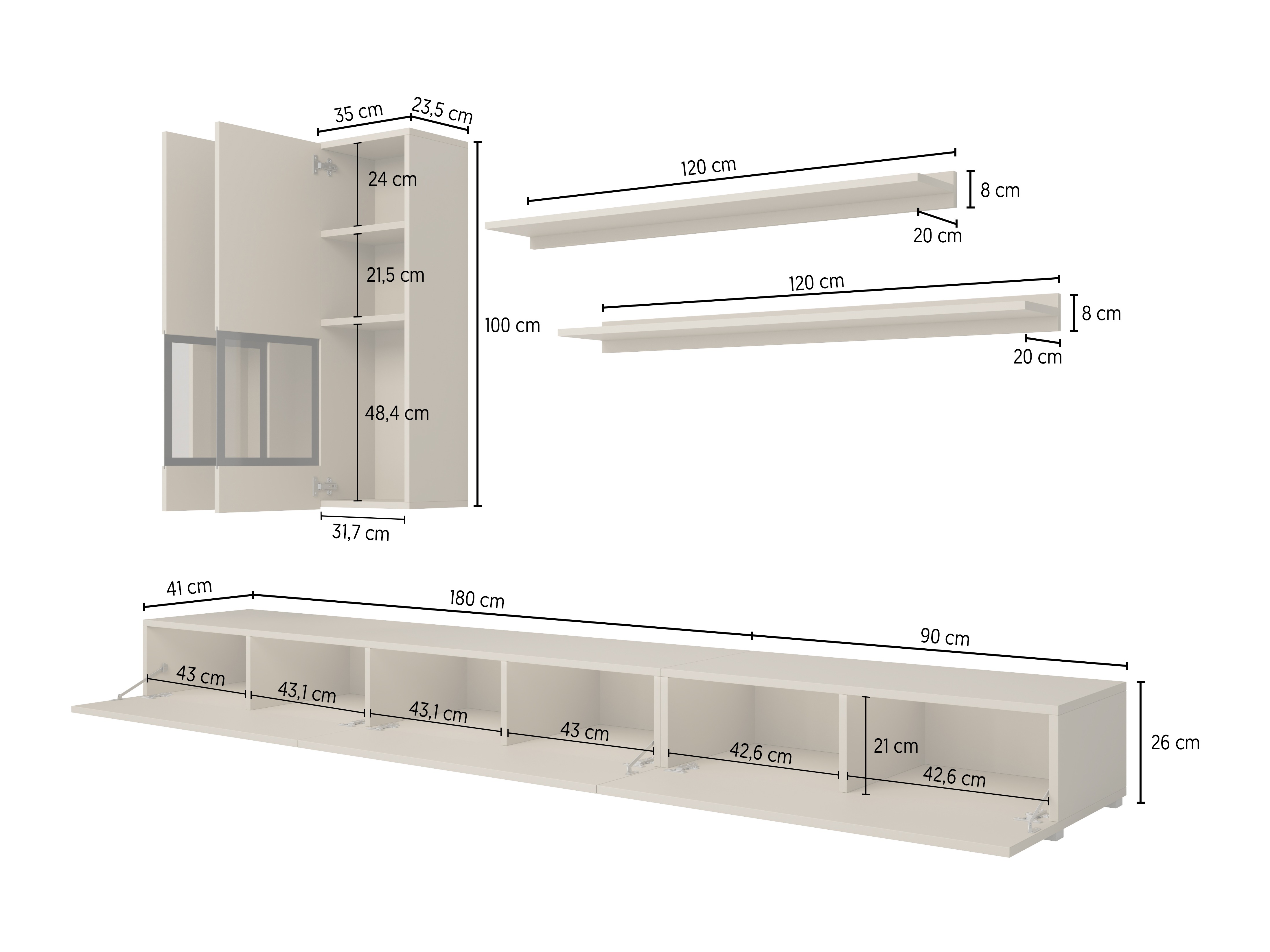 Set za dnevnu sobu Serodeu 100 (Boja betona)
