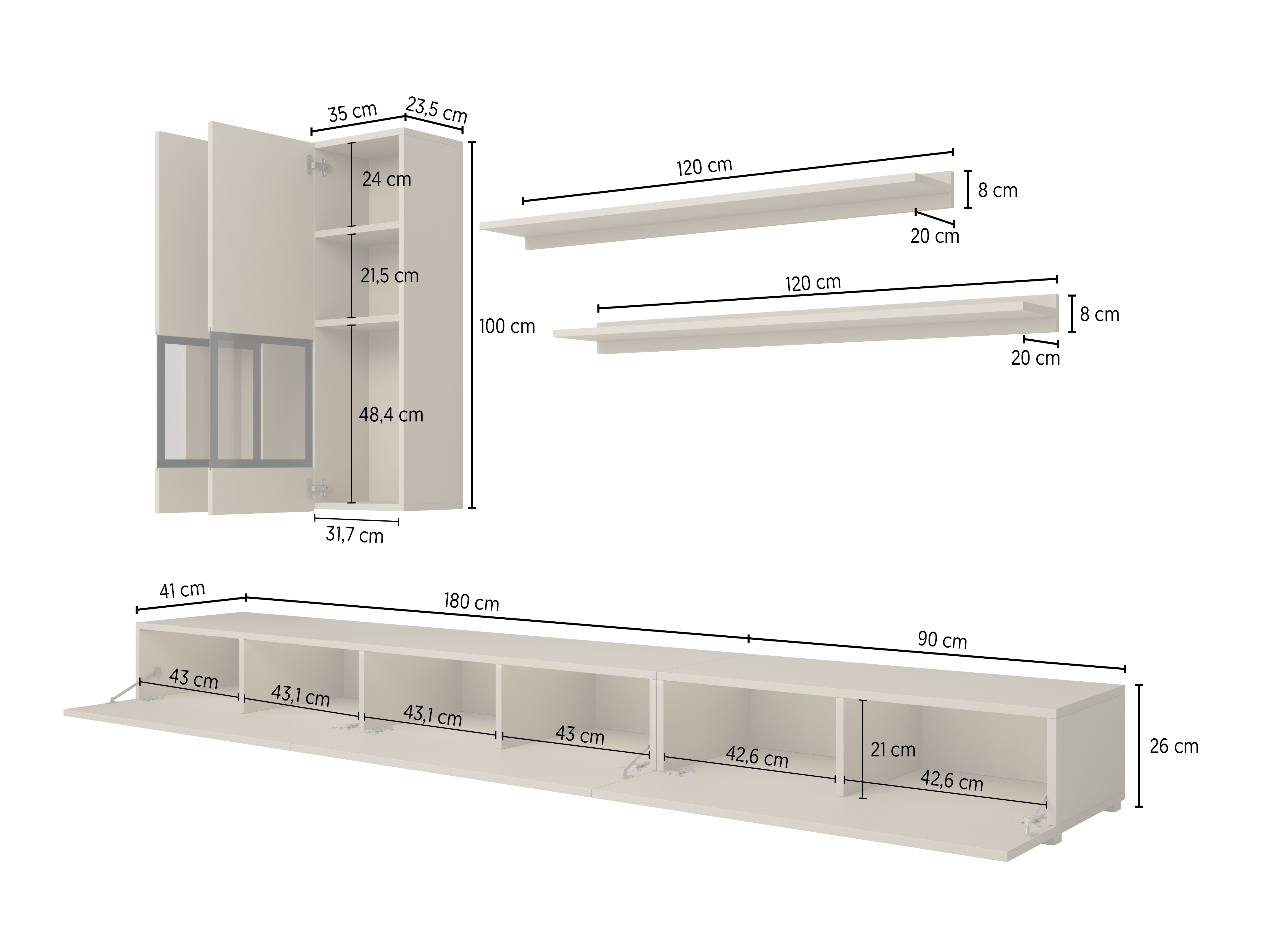 Set za dnevnu sobu Serodeu 100 (Tamni beton)
