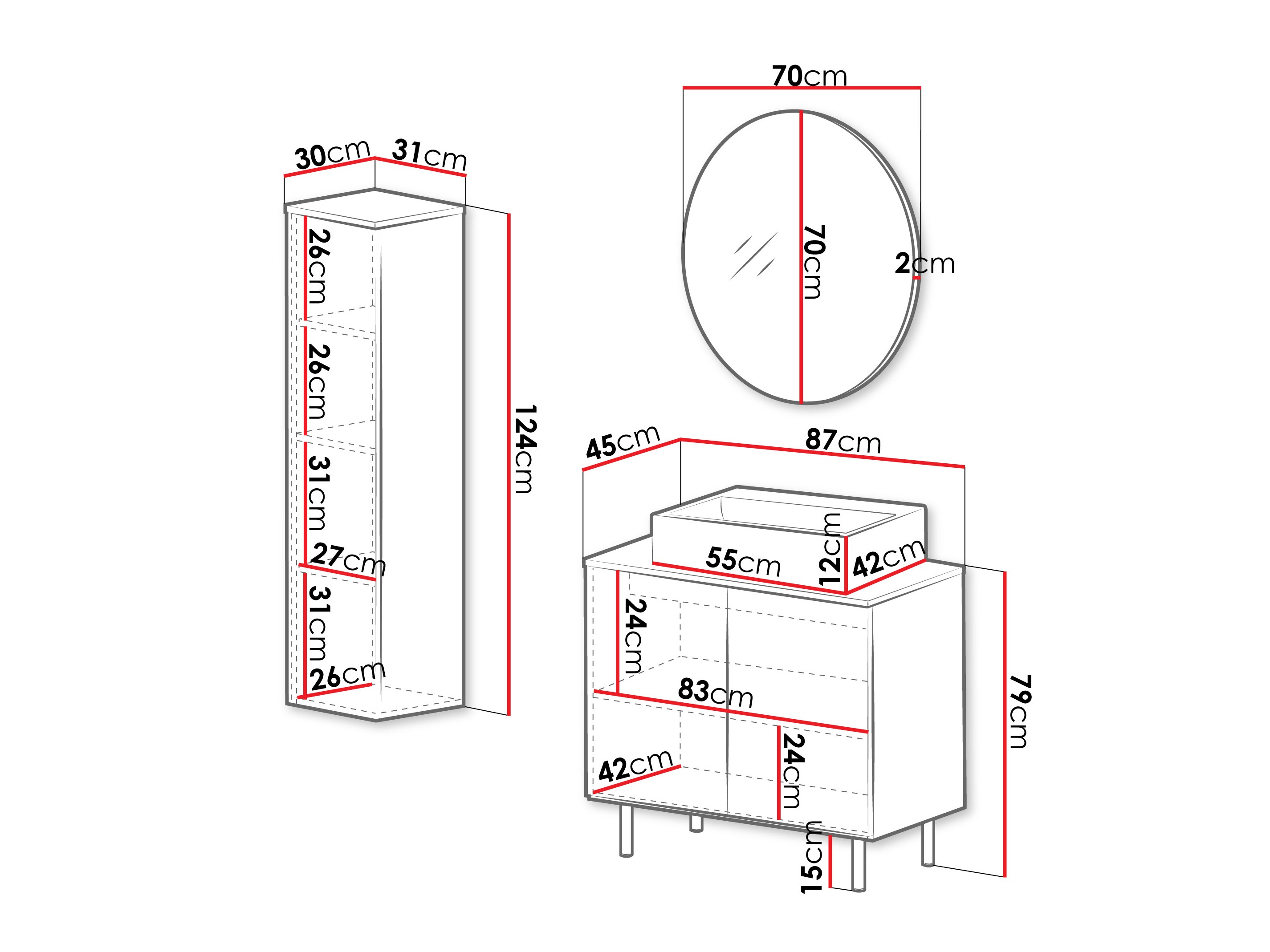Set za kupatilo Virdomi 110 (Crno)