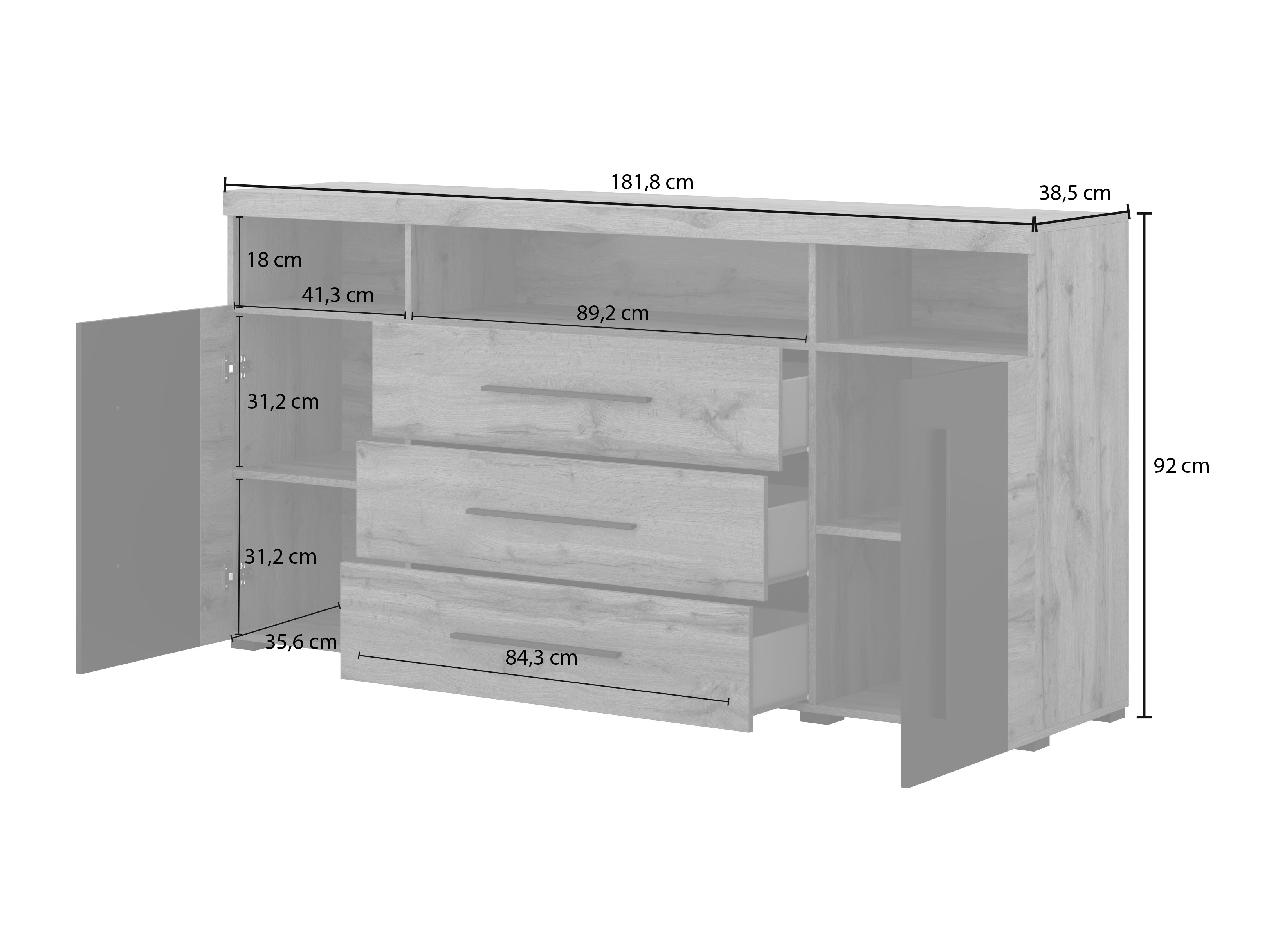 Komoda Sorciro 100 (Orah + Tamni hrast)